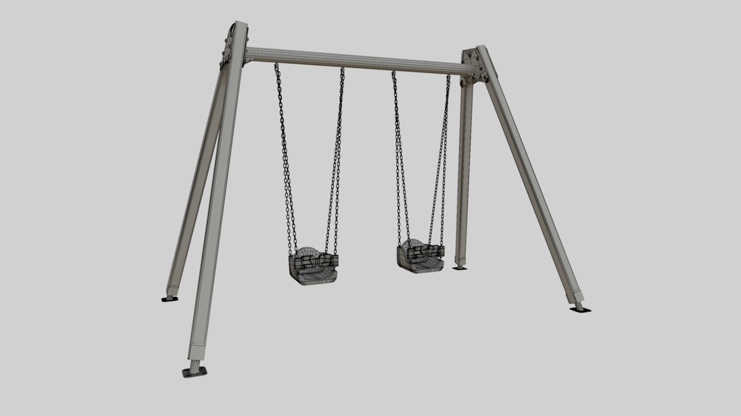 Playground Double Swing - 01 3D model_33