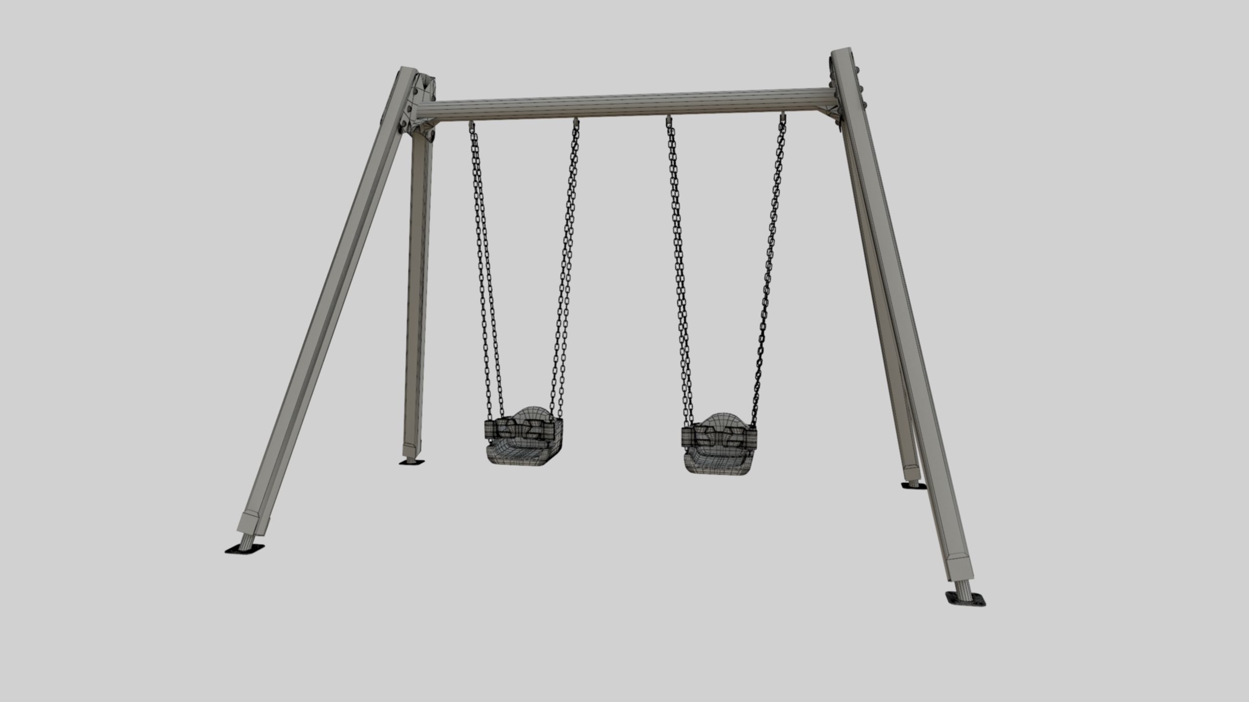 Playground Double Swing - 01 3D model_30