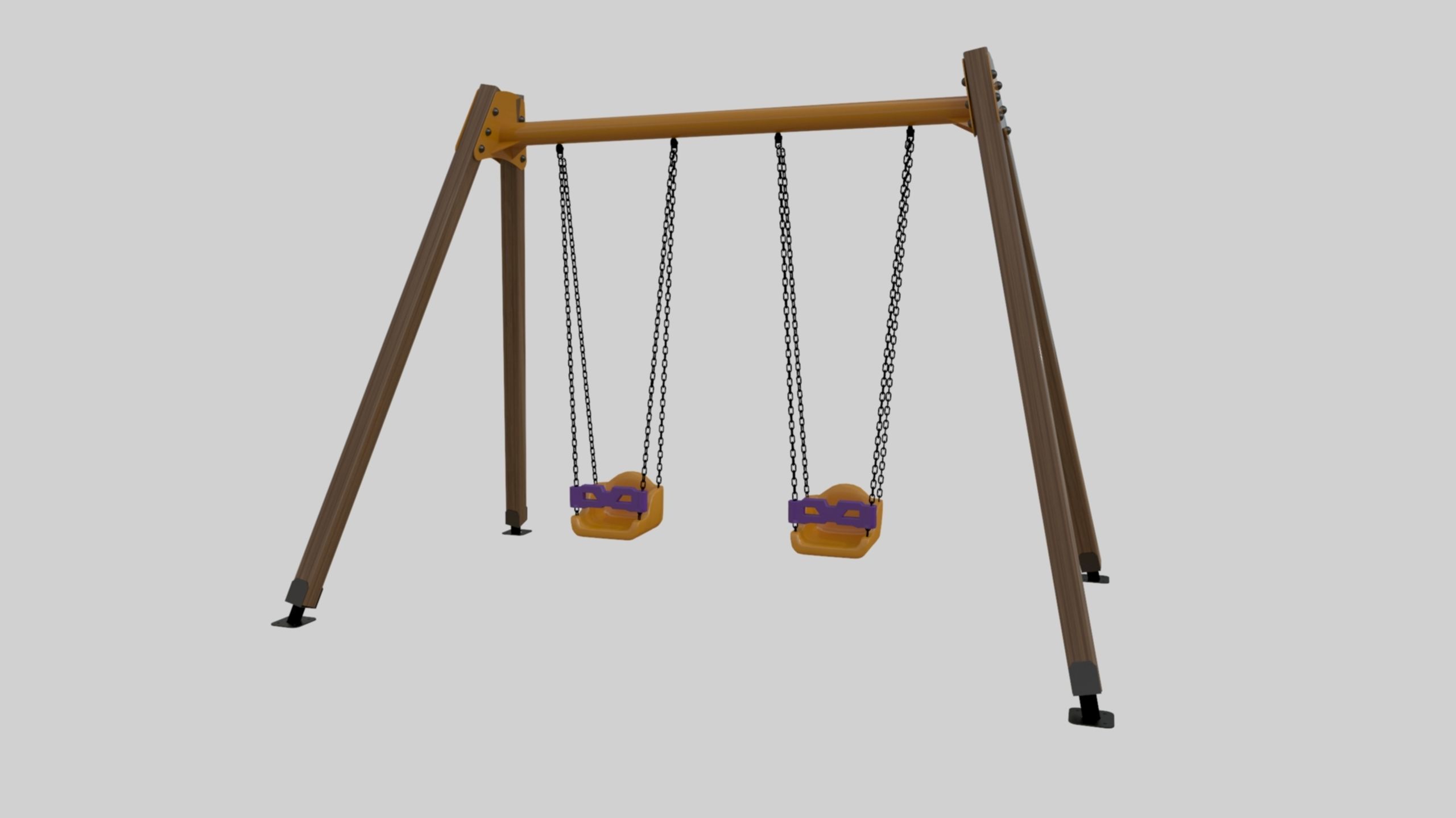 Playground Double Swing - 01 3D model_1