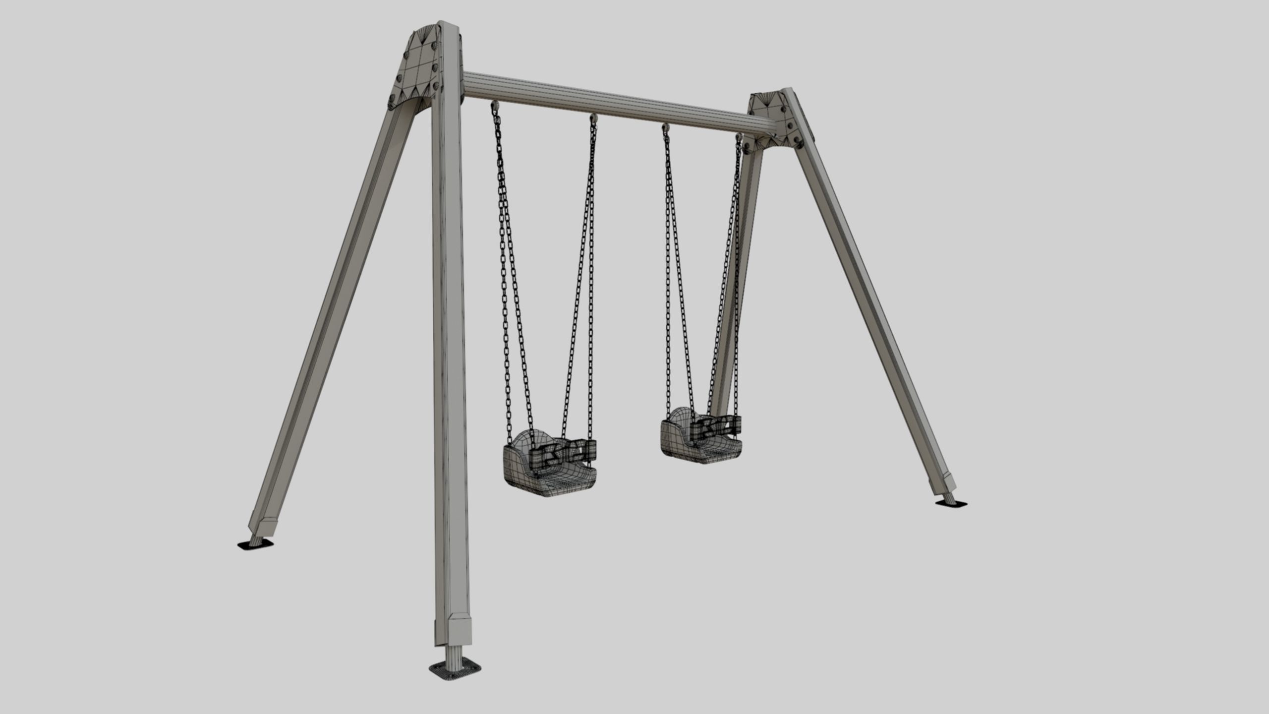 Playground Double Swing - 01 3D model_23