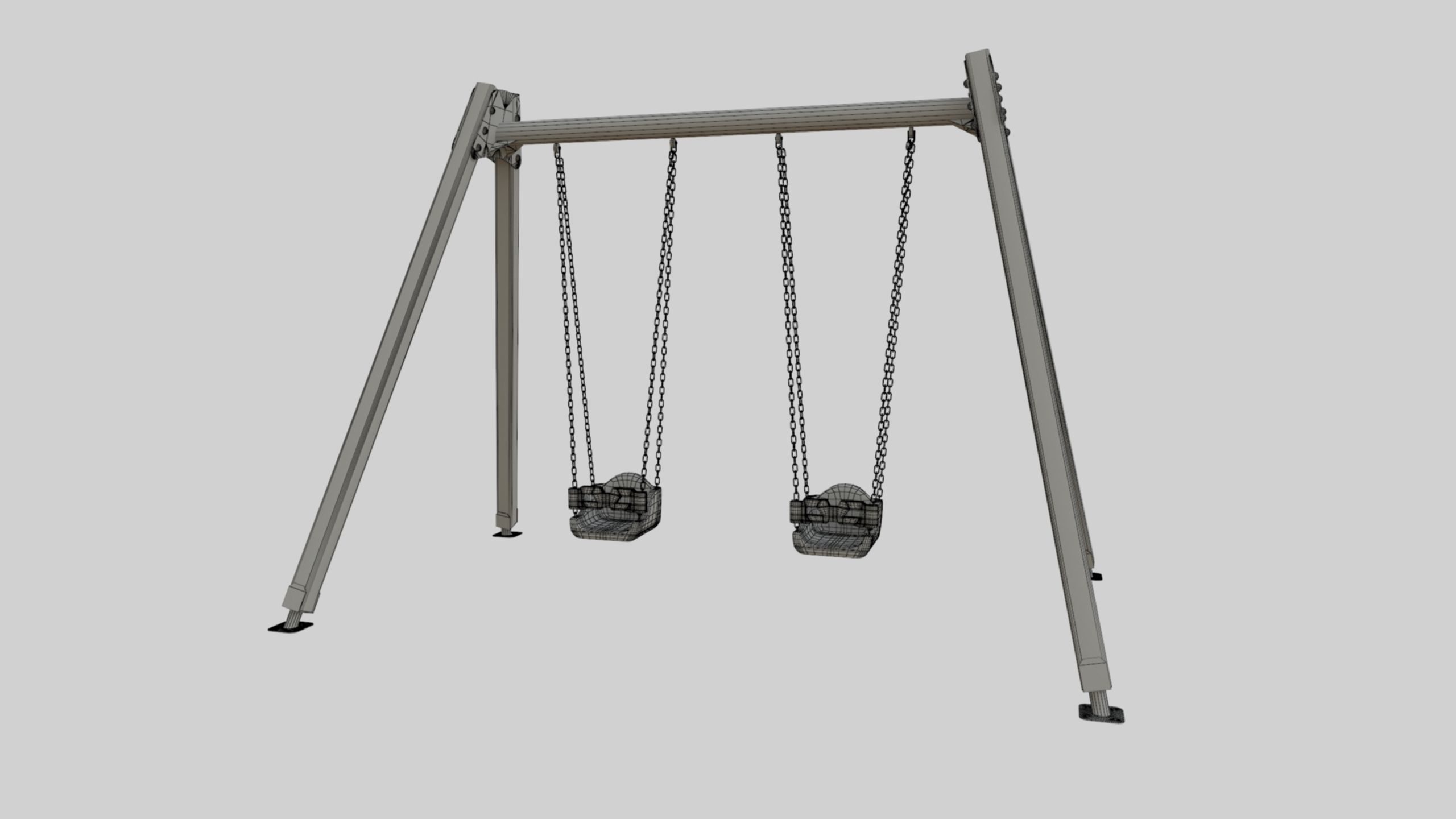 Playground Double Swing - 01 3D model_19
