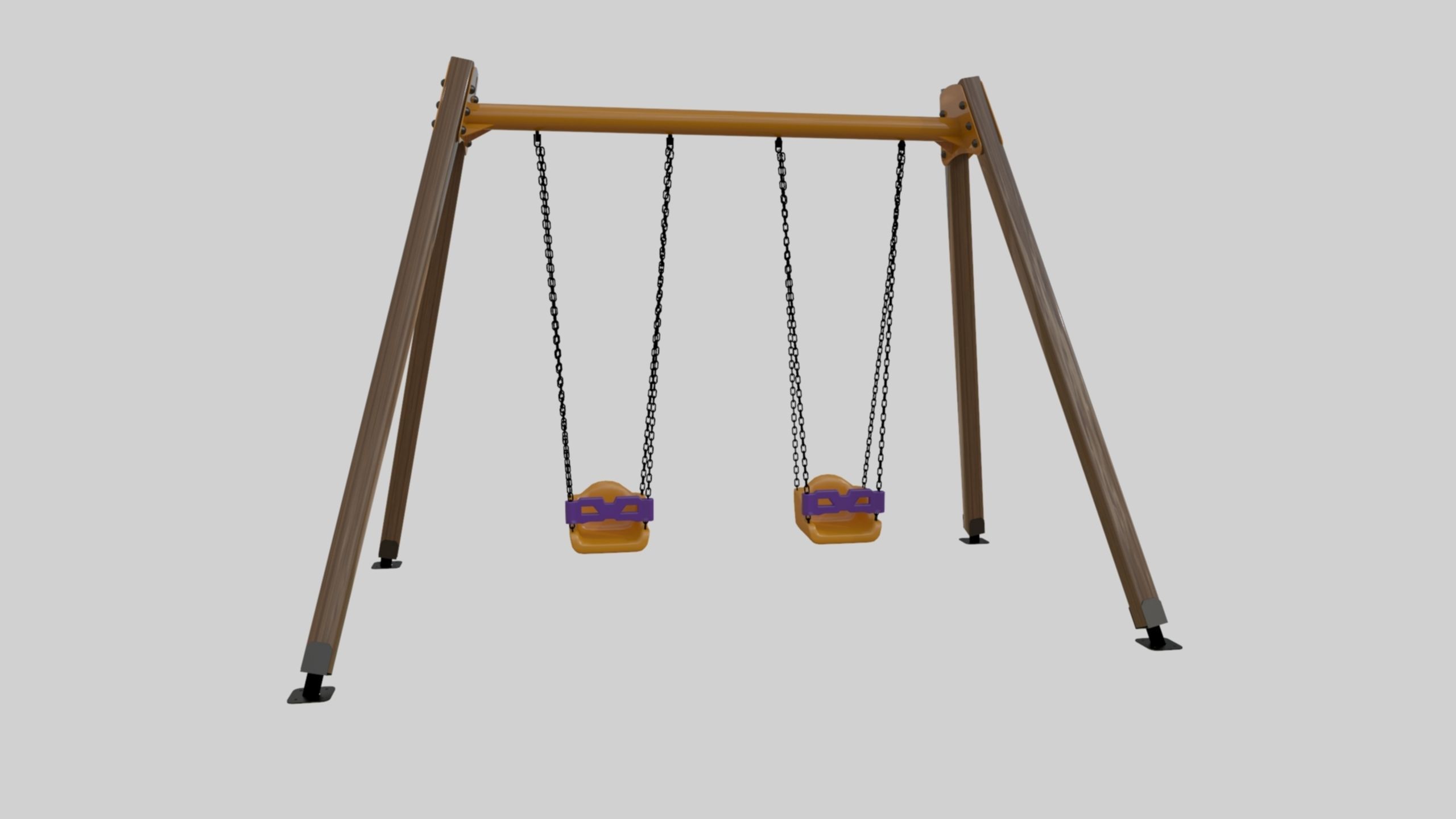 Playground Double Swing - 01 3D model_7