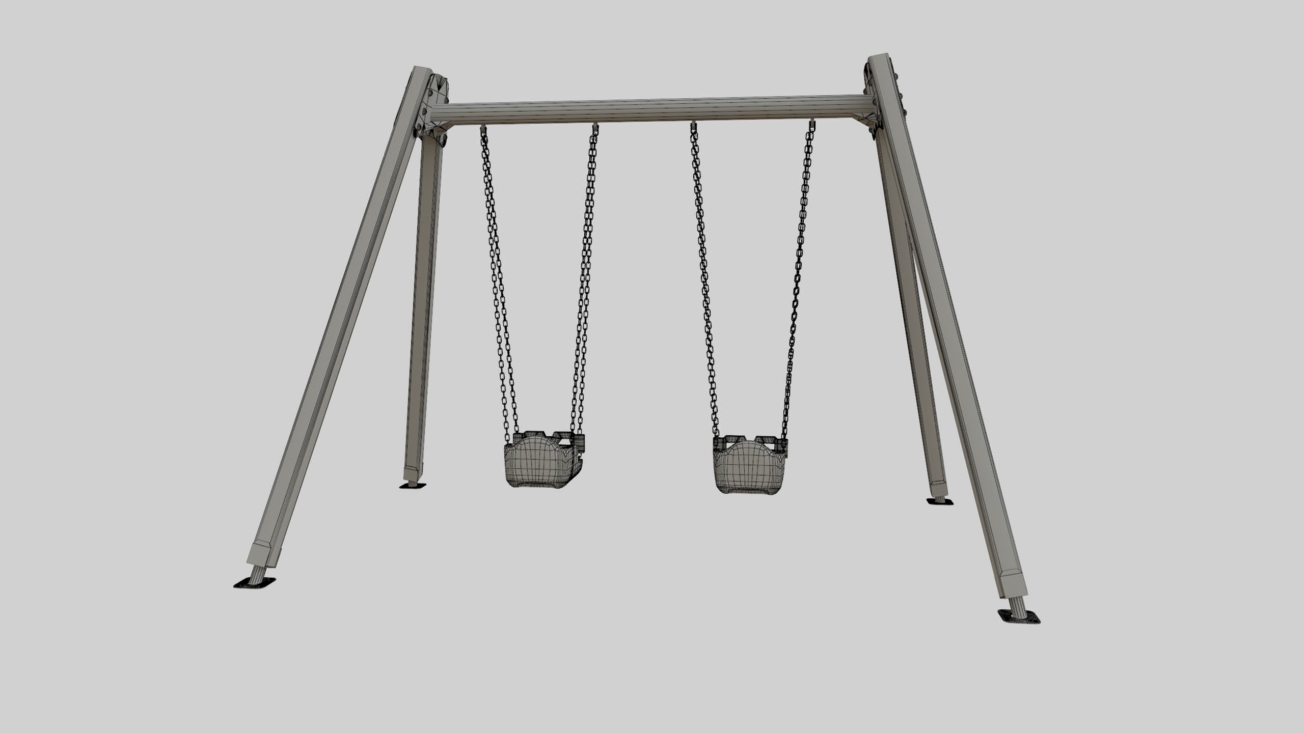 Playground Double Swing - 01 3D model_36