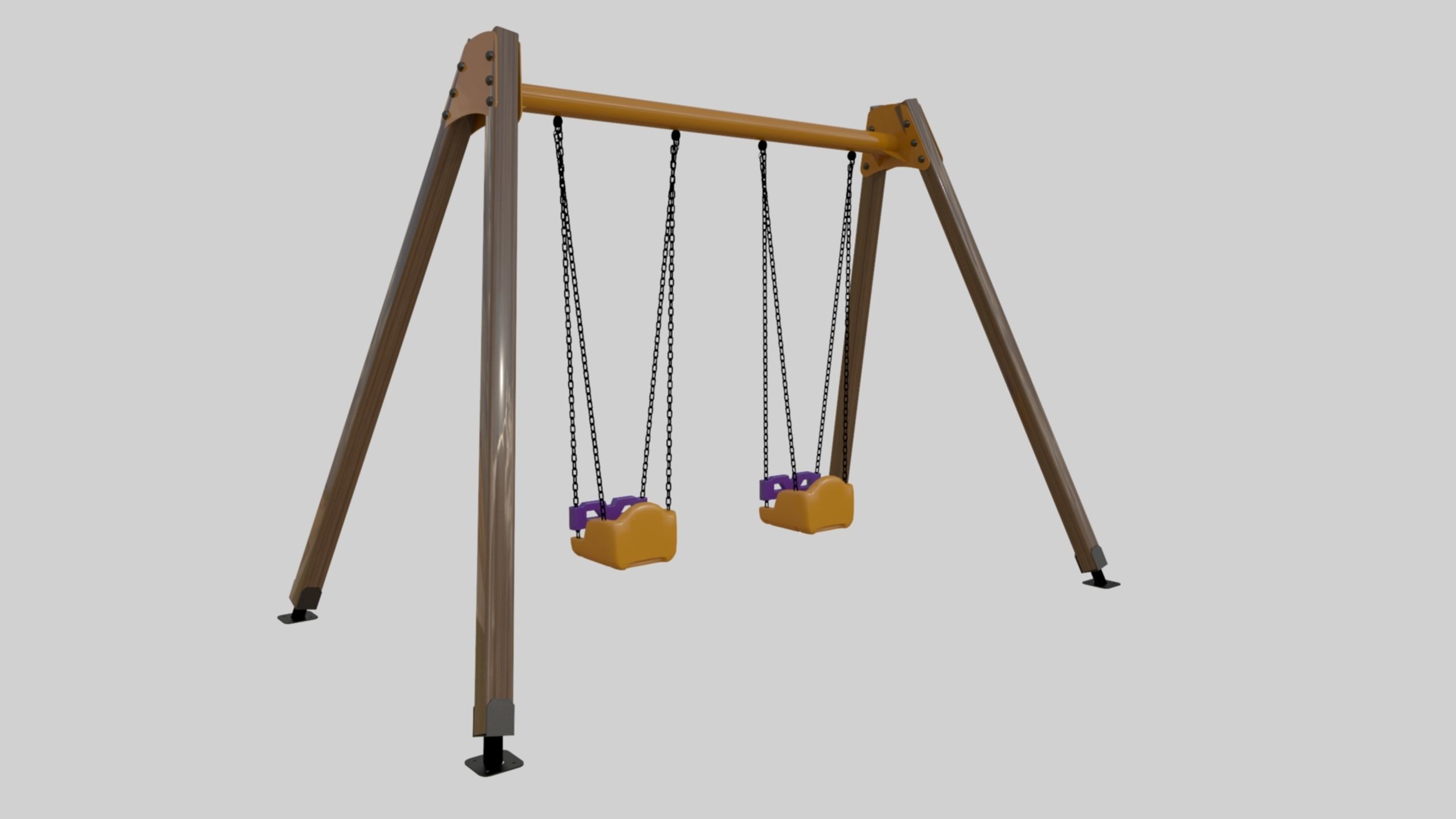 Playground Double Swing - 01 3D model_22