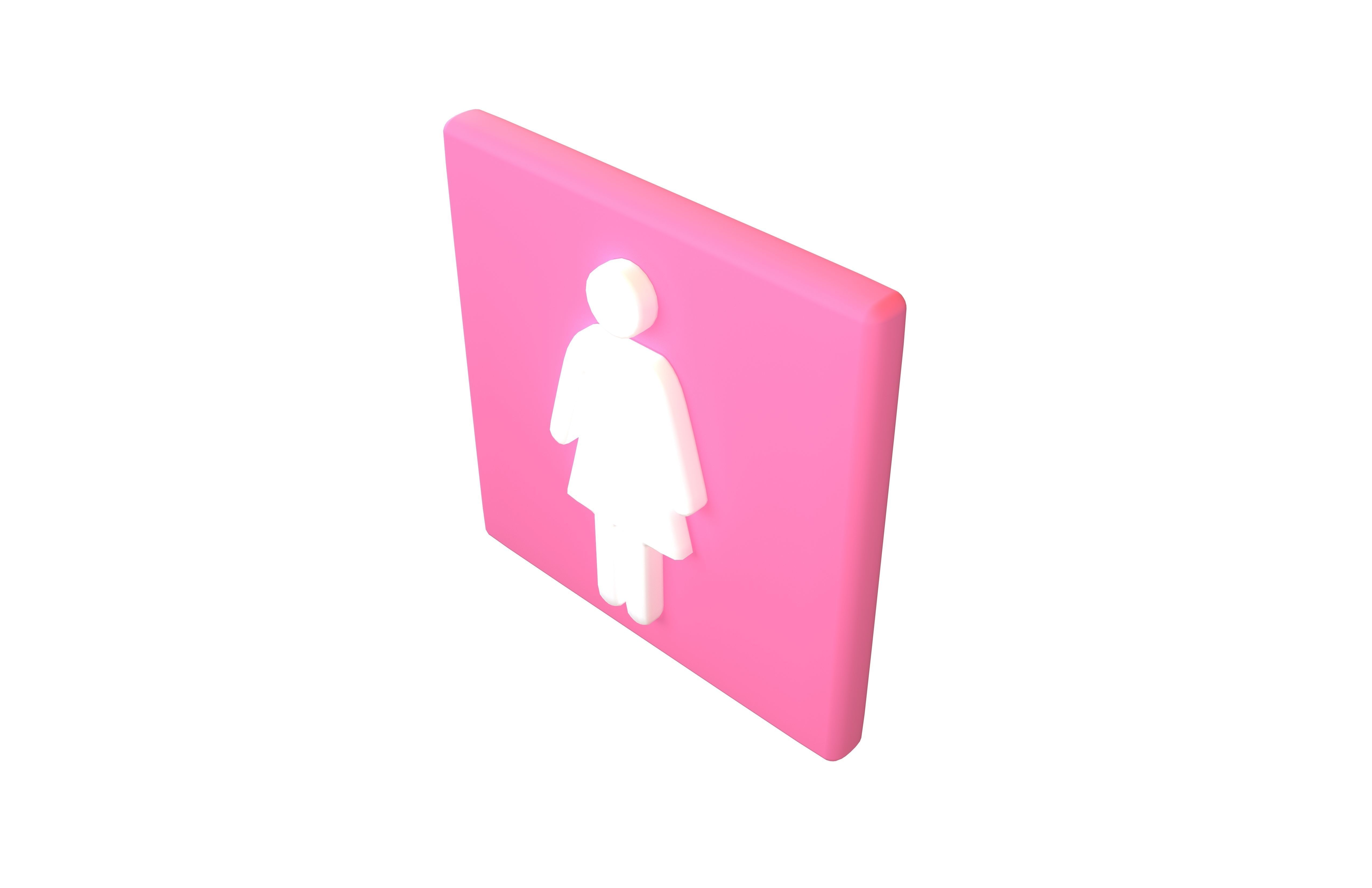Girl Washroom Icon v1 001 Low-poly 3D model_2
