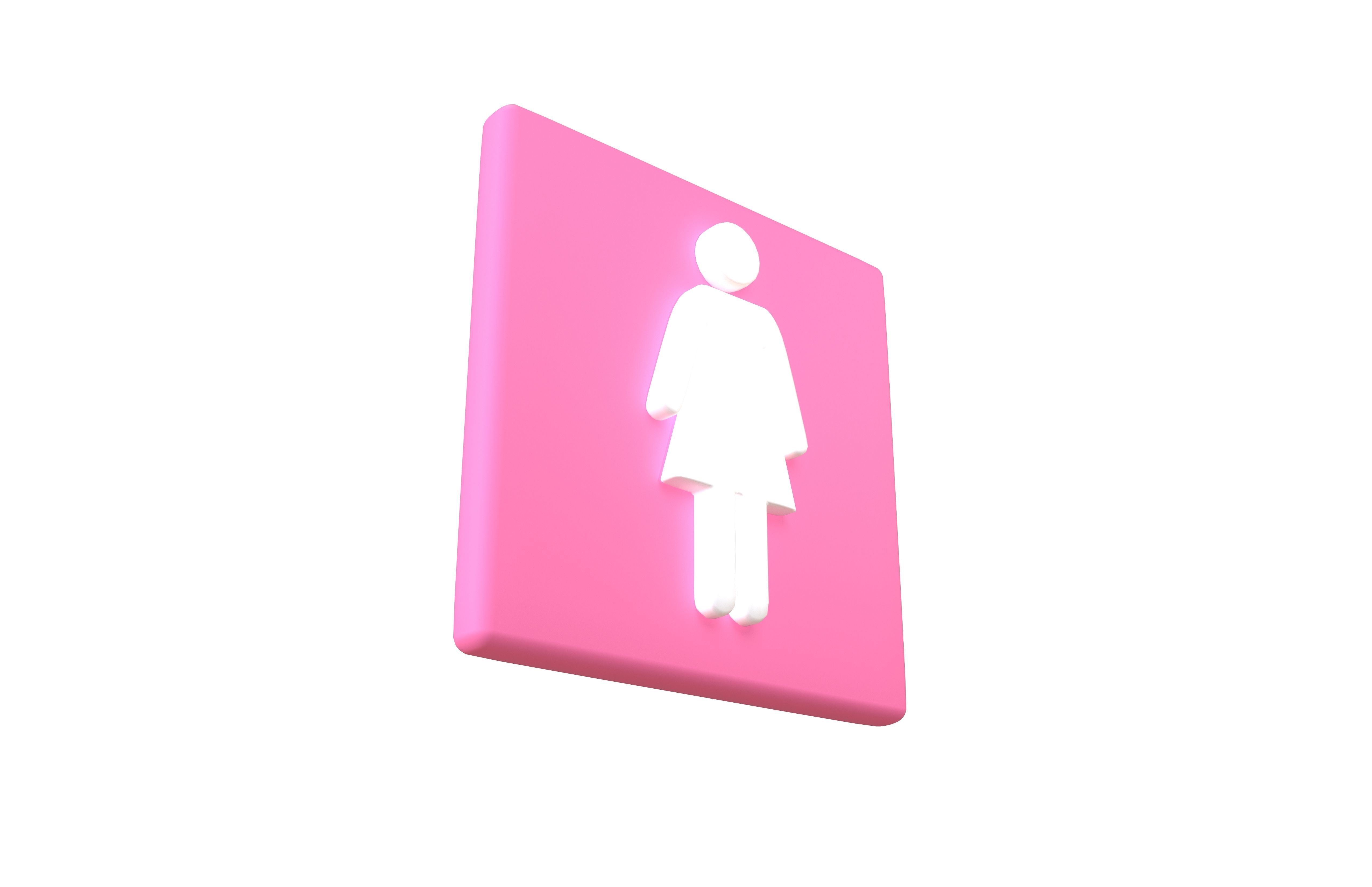 Girl Washroom Icon v1 001 Low-poly 3D model_3