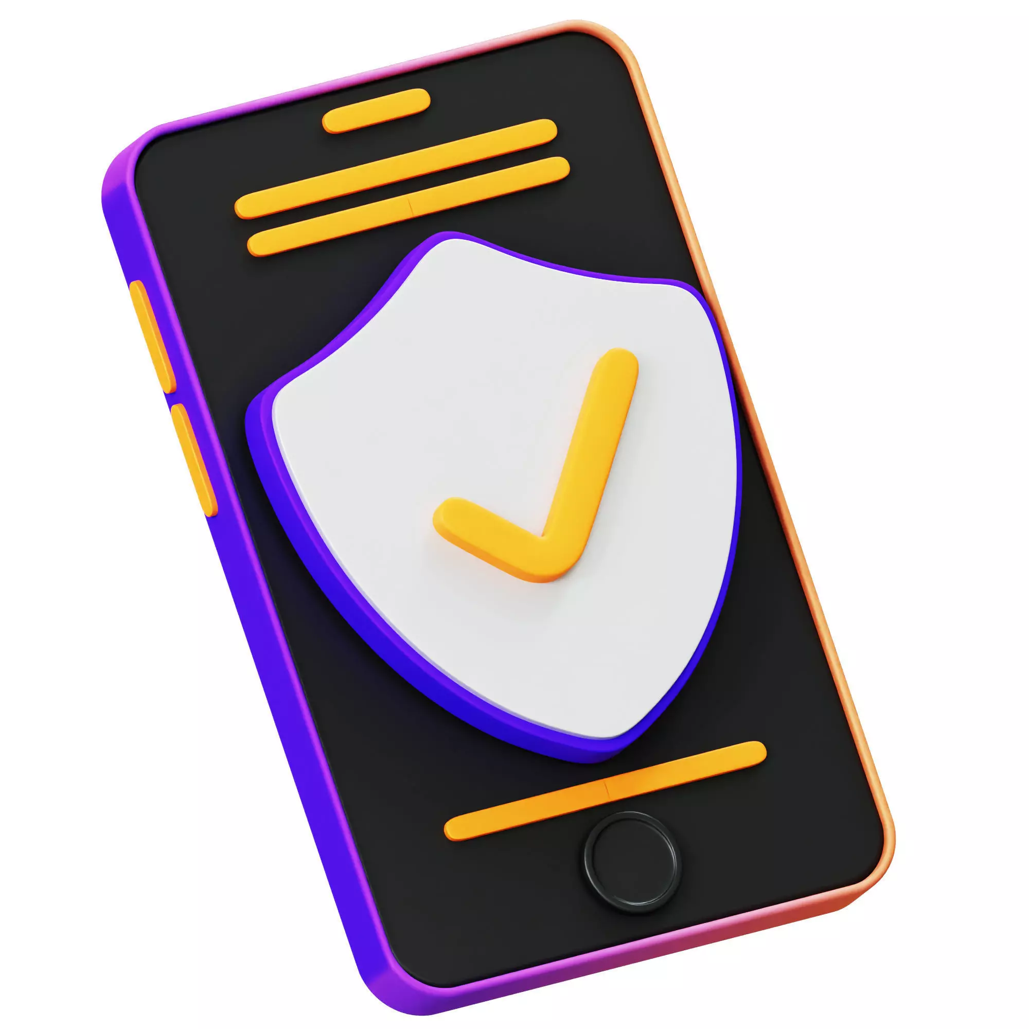 Mobile Security 3D Icon Low-poly 3D model_0