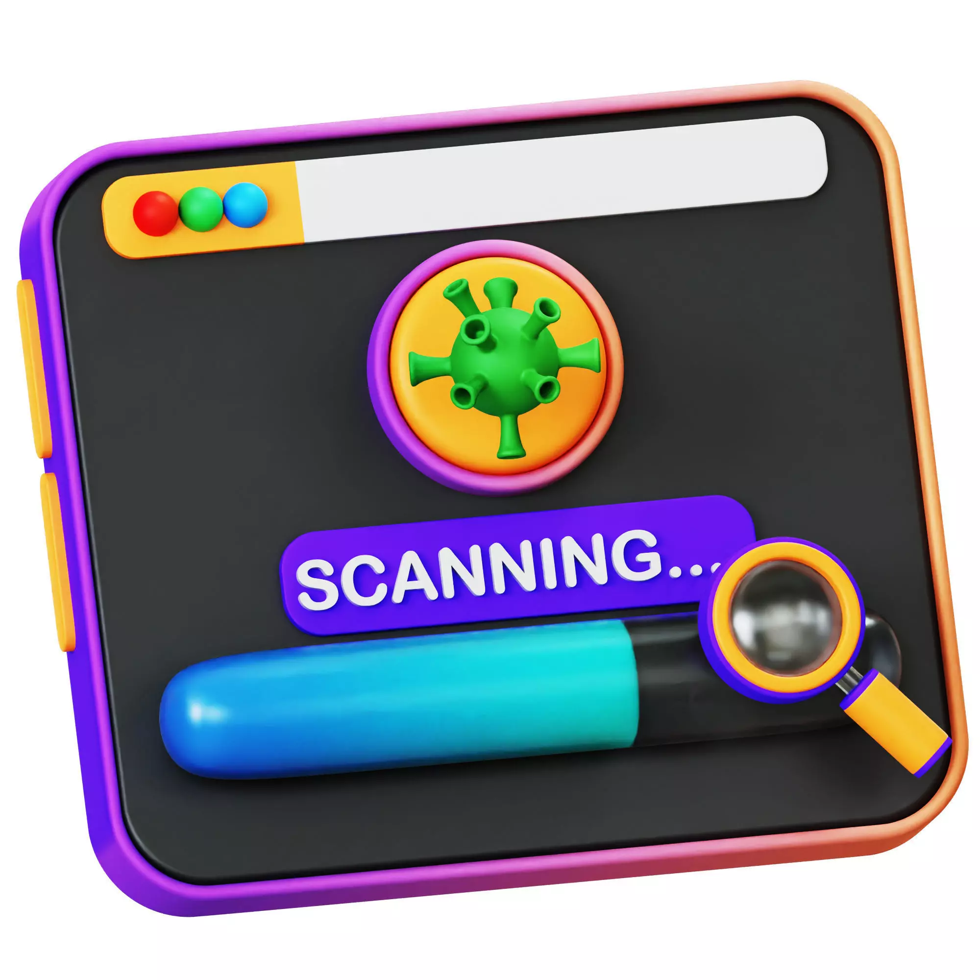 Scanning Virus 3D Icon Low-poly 3D model_0