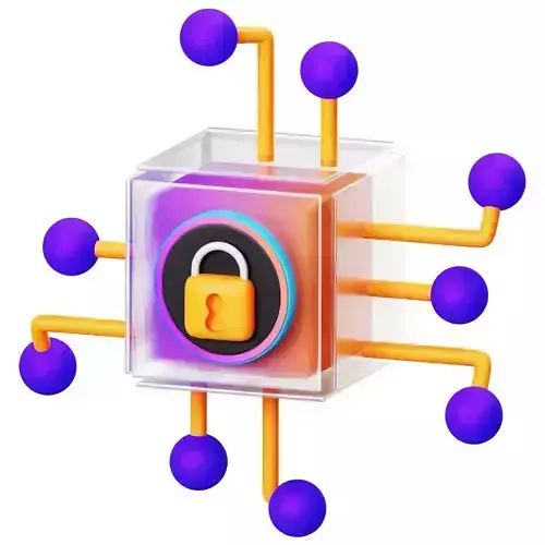 Secure Blockchain 3D Icon