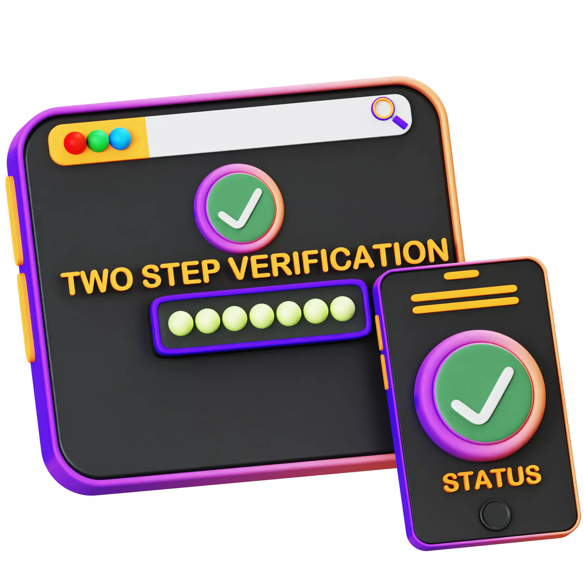 3D model Two Step Verification 3D Icon VR / AR / low-poly | CGTrader
