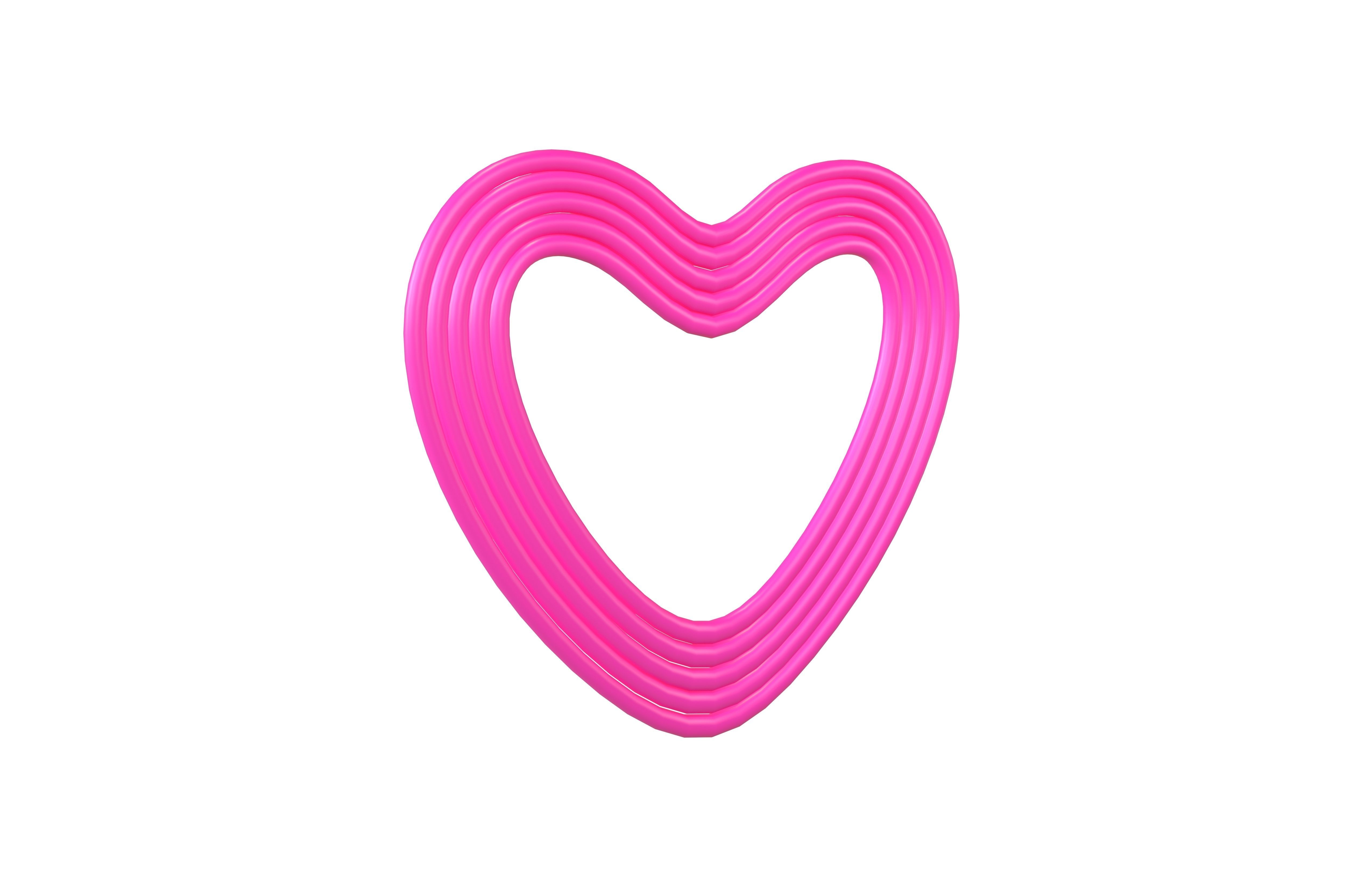 Line Heart Icon v1 001 Low-poly 3D model_3