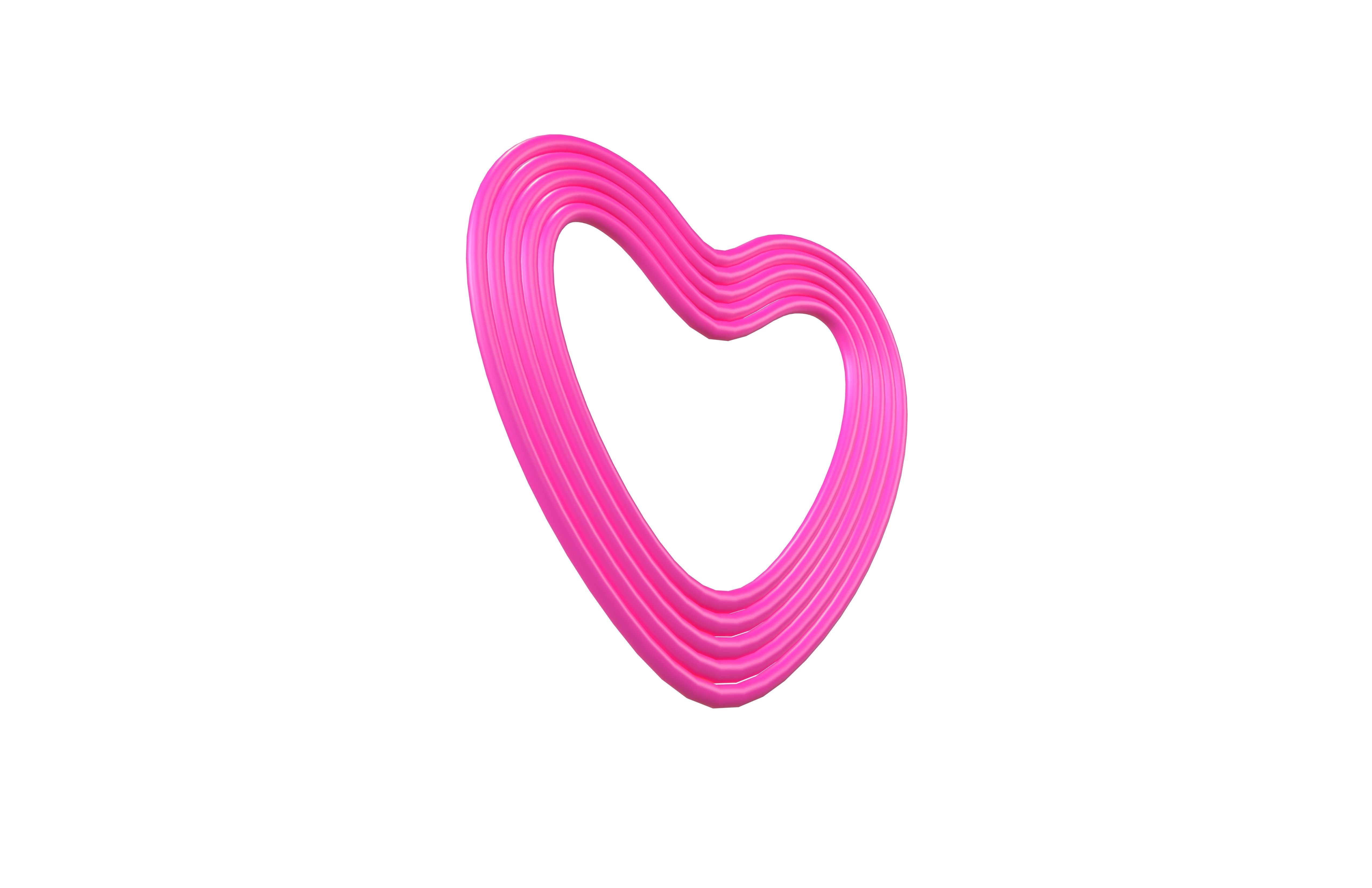 Line Heart Icon v1 001 Low-poly 3D model_2