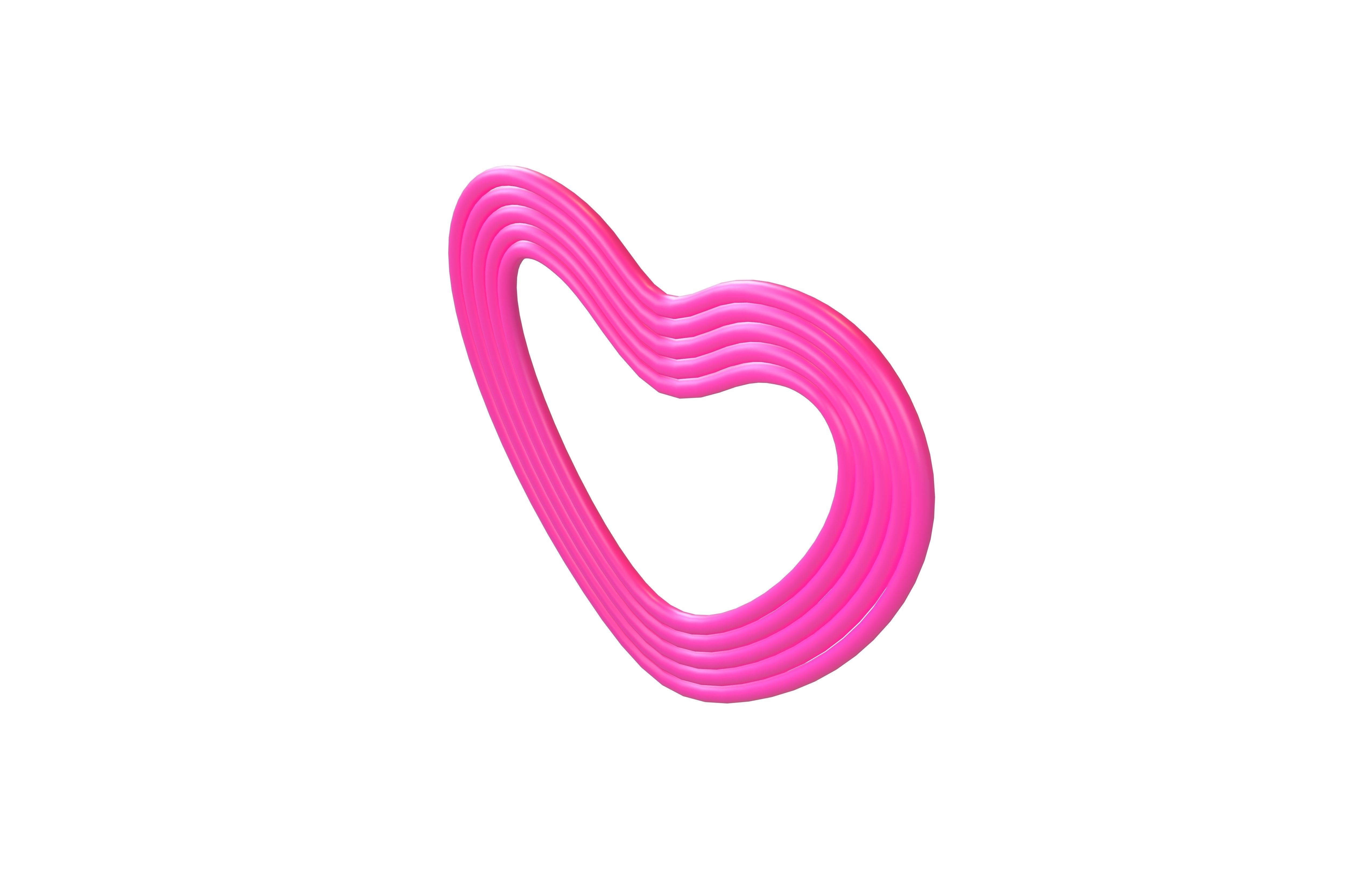 Line Heart Icon v1 001 Low-poly 3D model_1