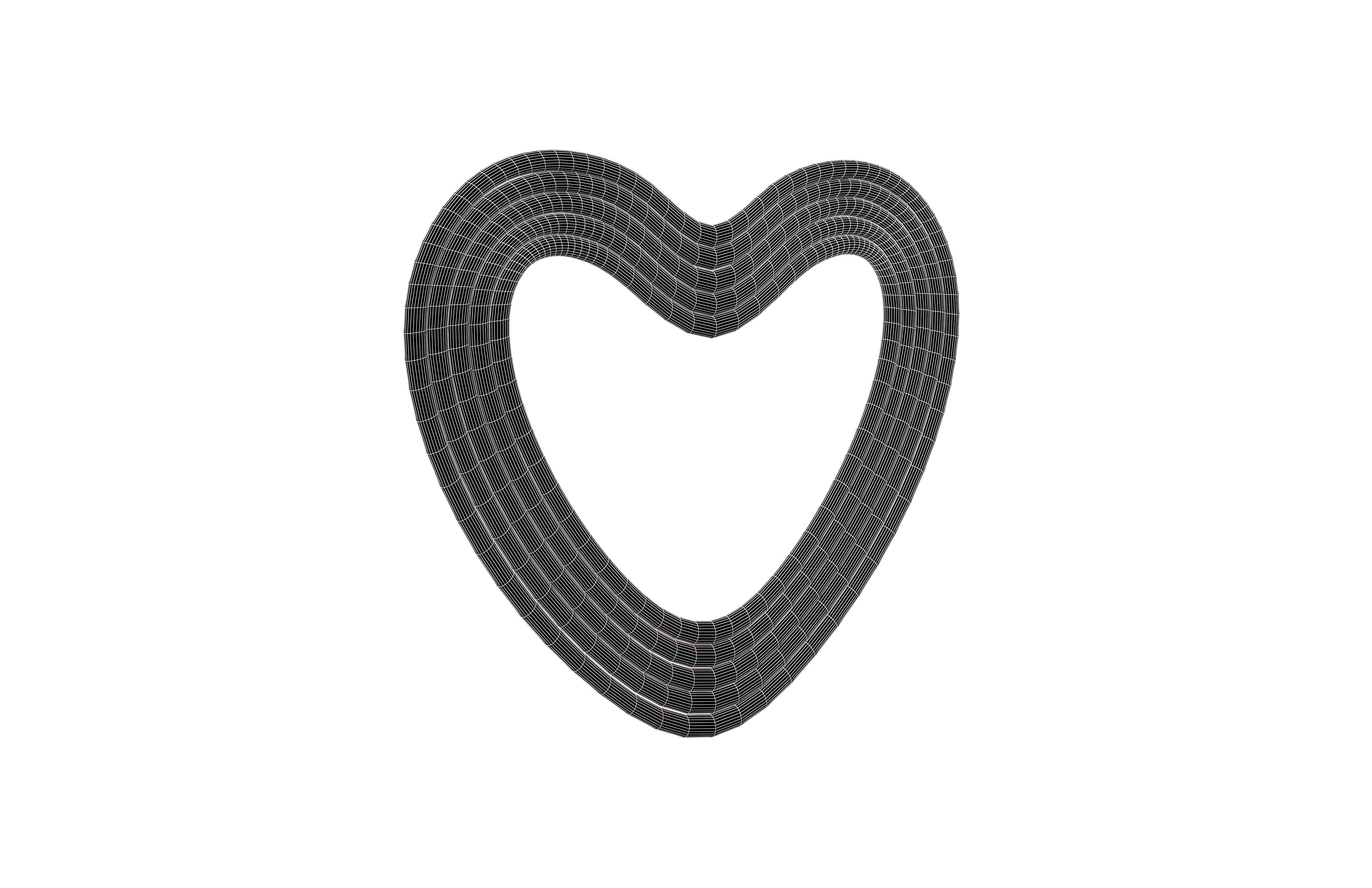 Line Heart Icon v1 001 Low-poly 3D model_5