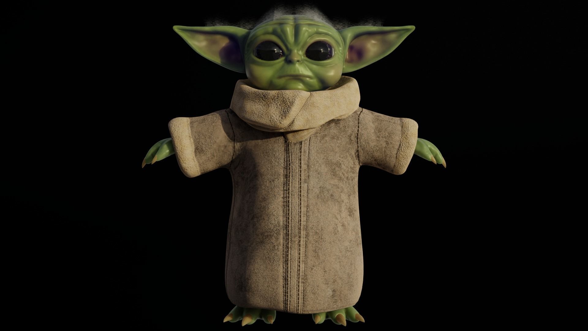 Grogu baby yoda Low-poly 3D model_2