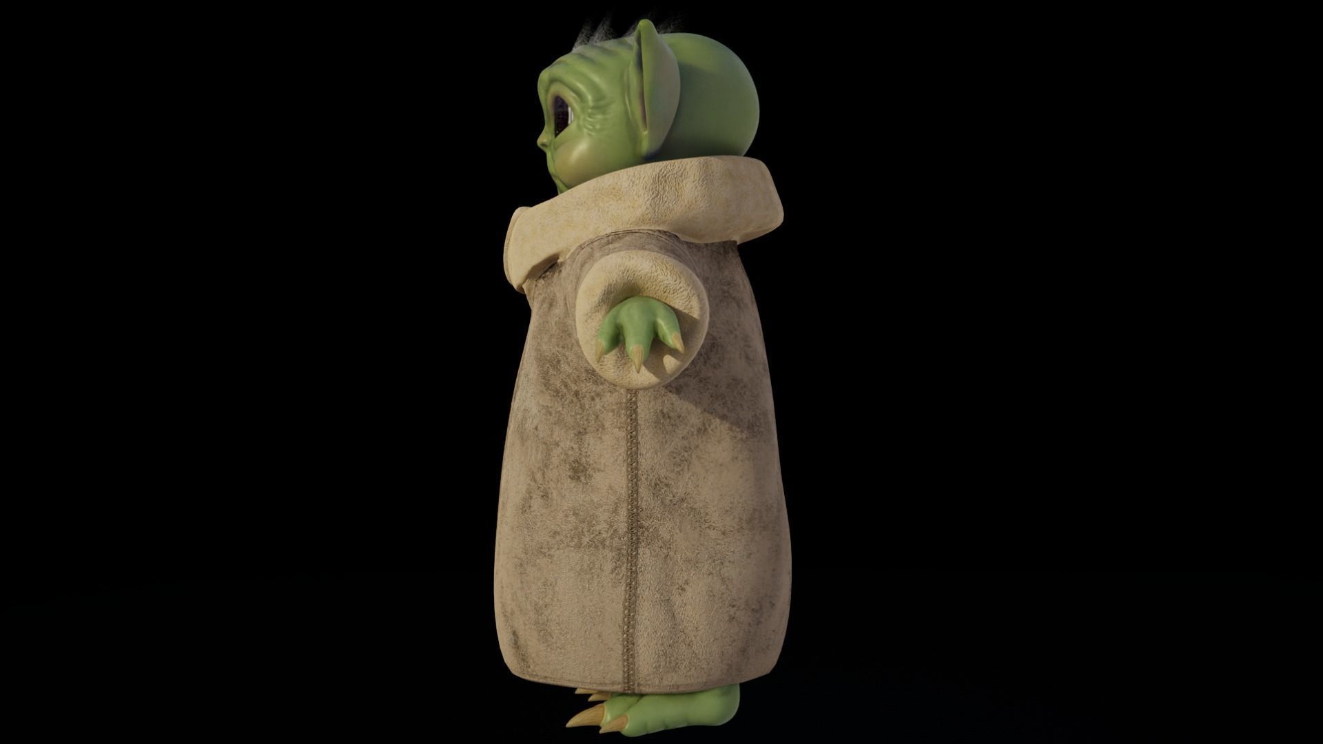Grogu baby yoda Low-poly 3D model_3