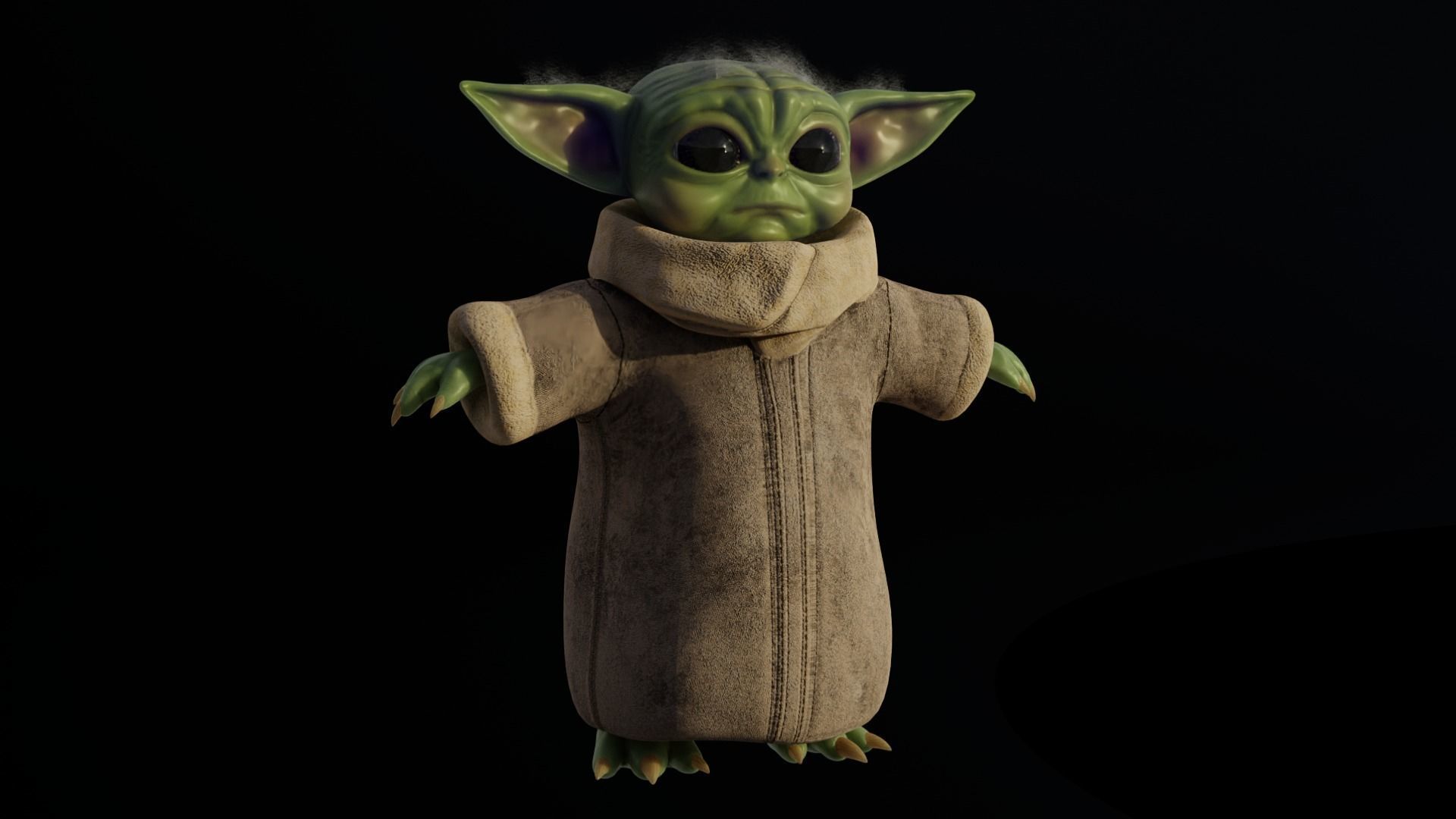 Grogu baby yoda Low-poly 3D model_1