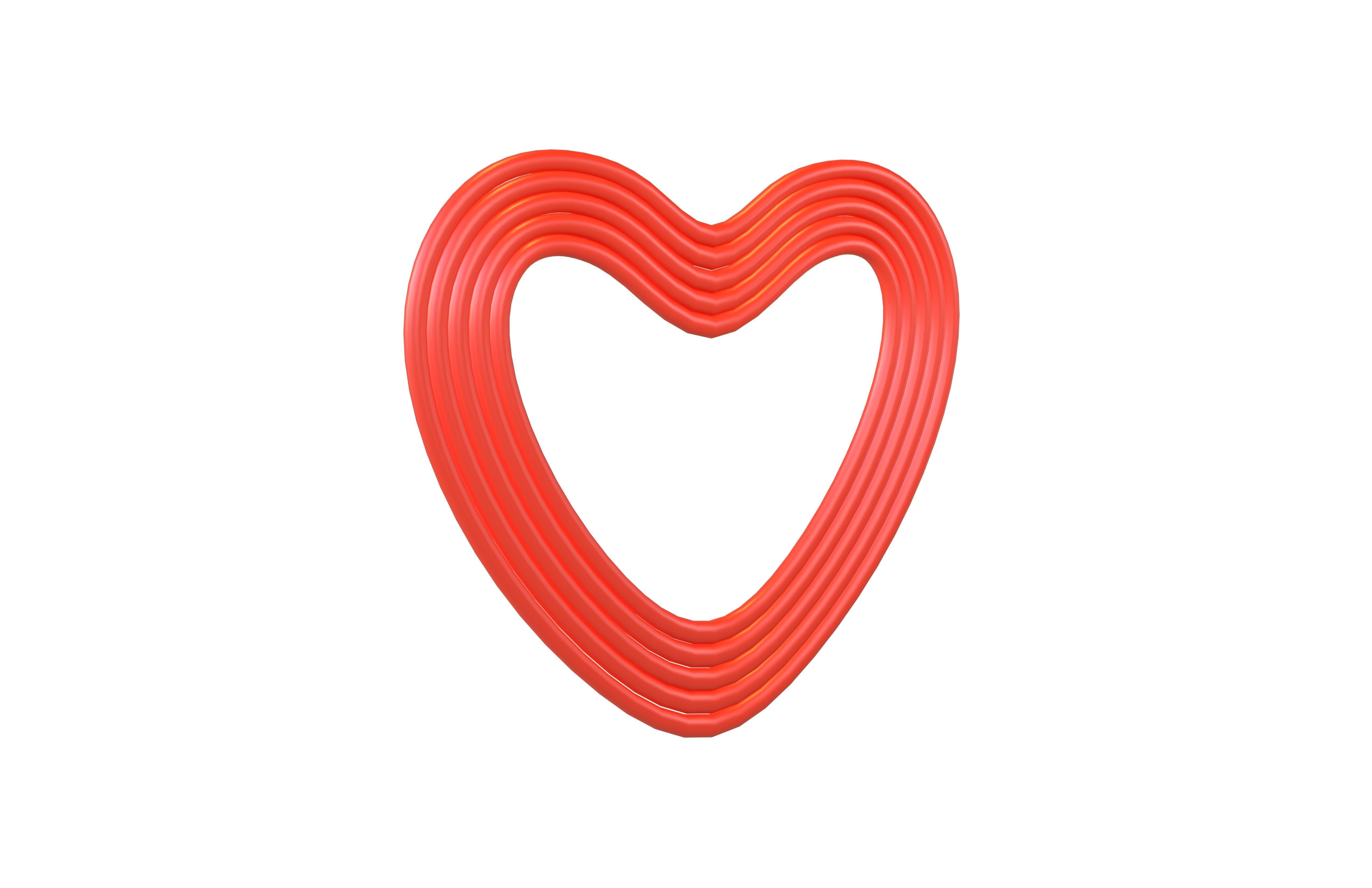 Line Heart Icon v1 002 Low-poly 3D model_1