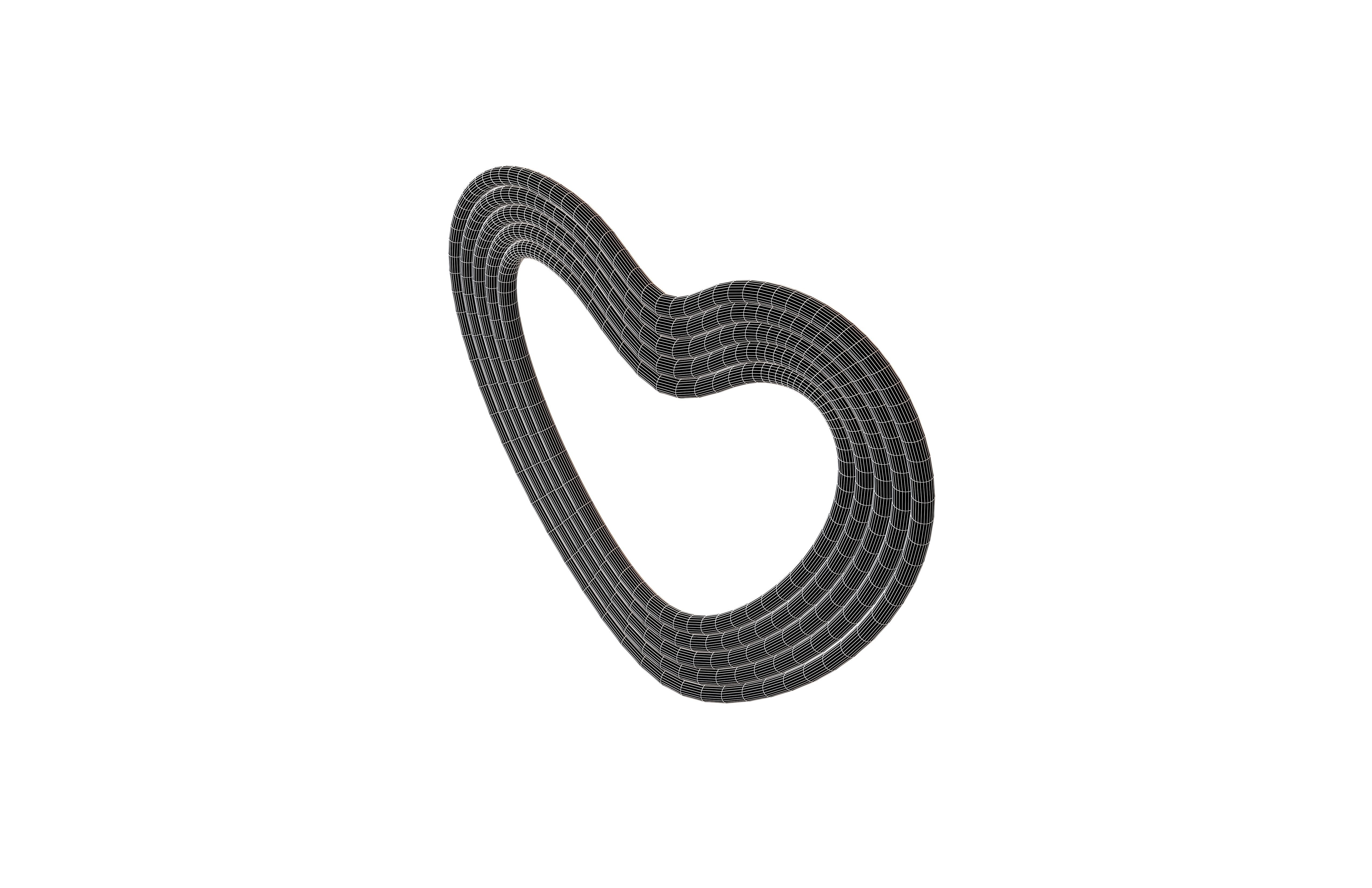 Line Heart Icon v1 002 Low-poly 3D model_6