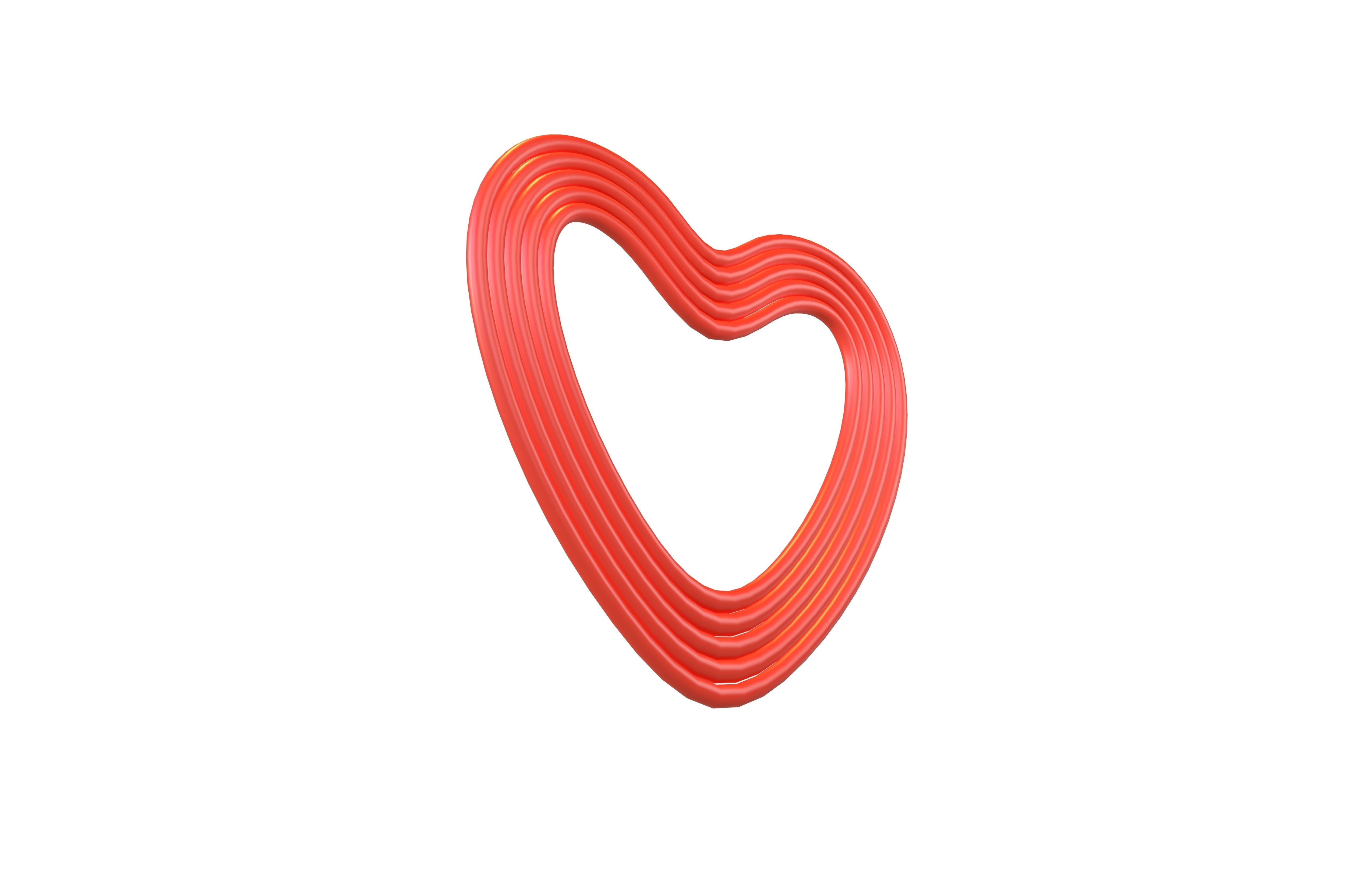 Line Heart Icon v1 002 Low-poly 3D model_3