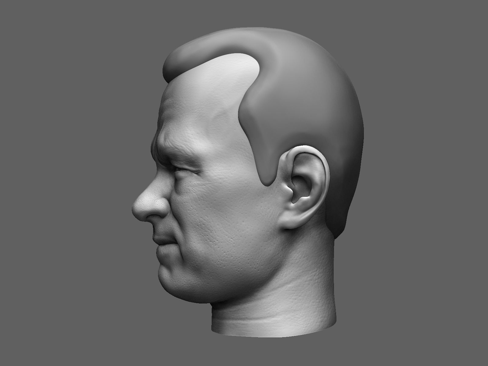 European male head sculpt 3D model_3