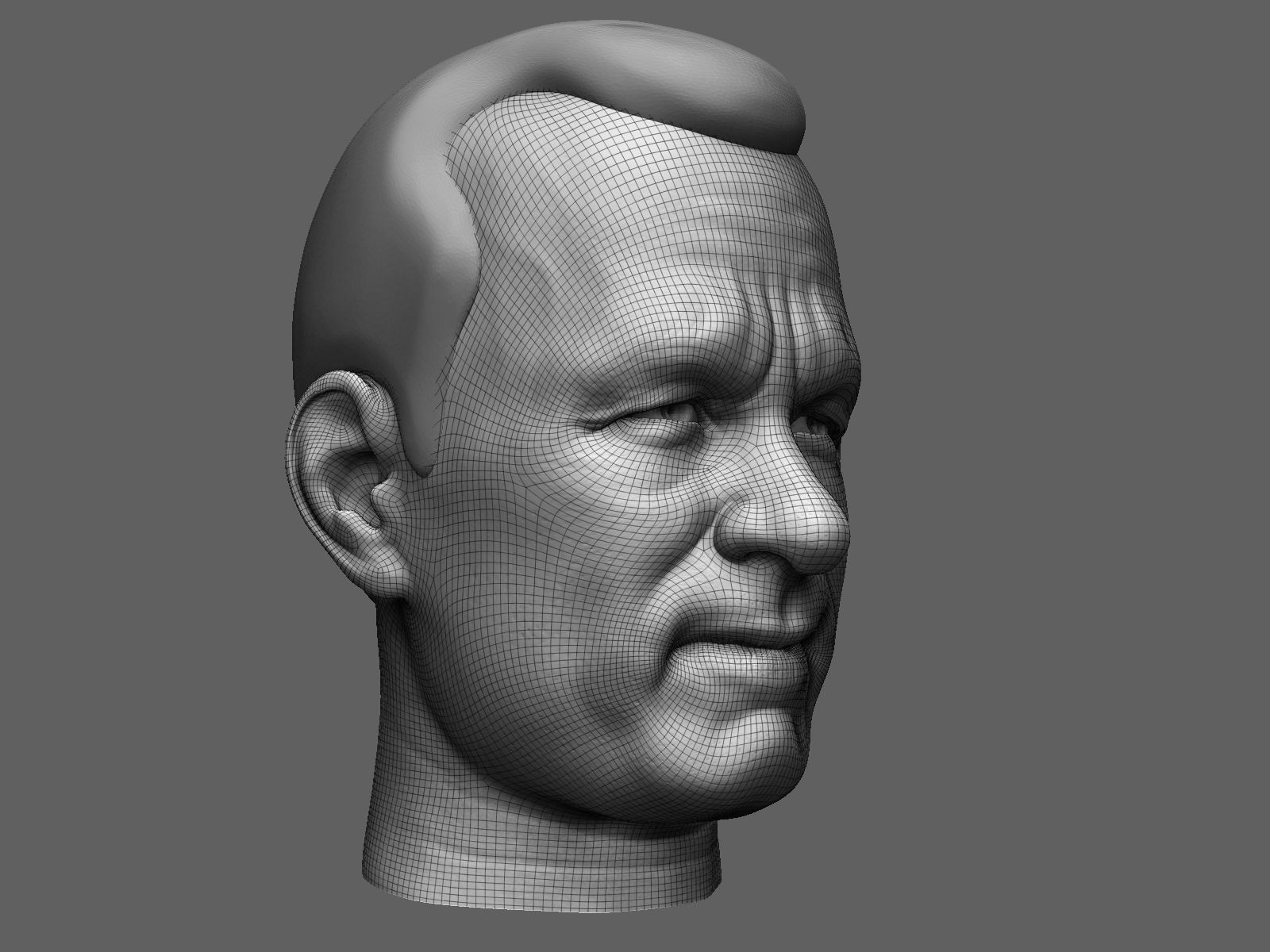 European male head sculpt 3D model_9