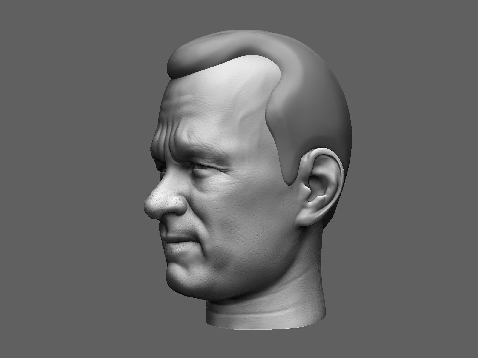 European male head sculpt 3D model_2