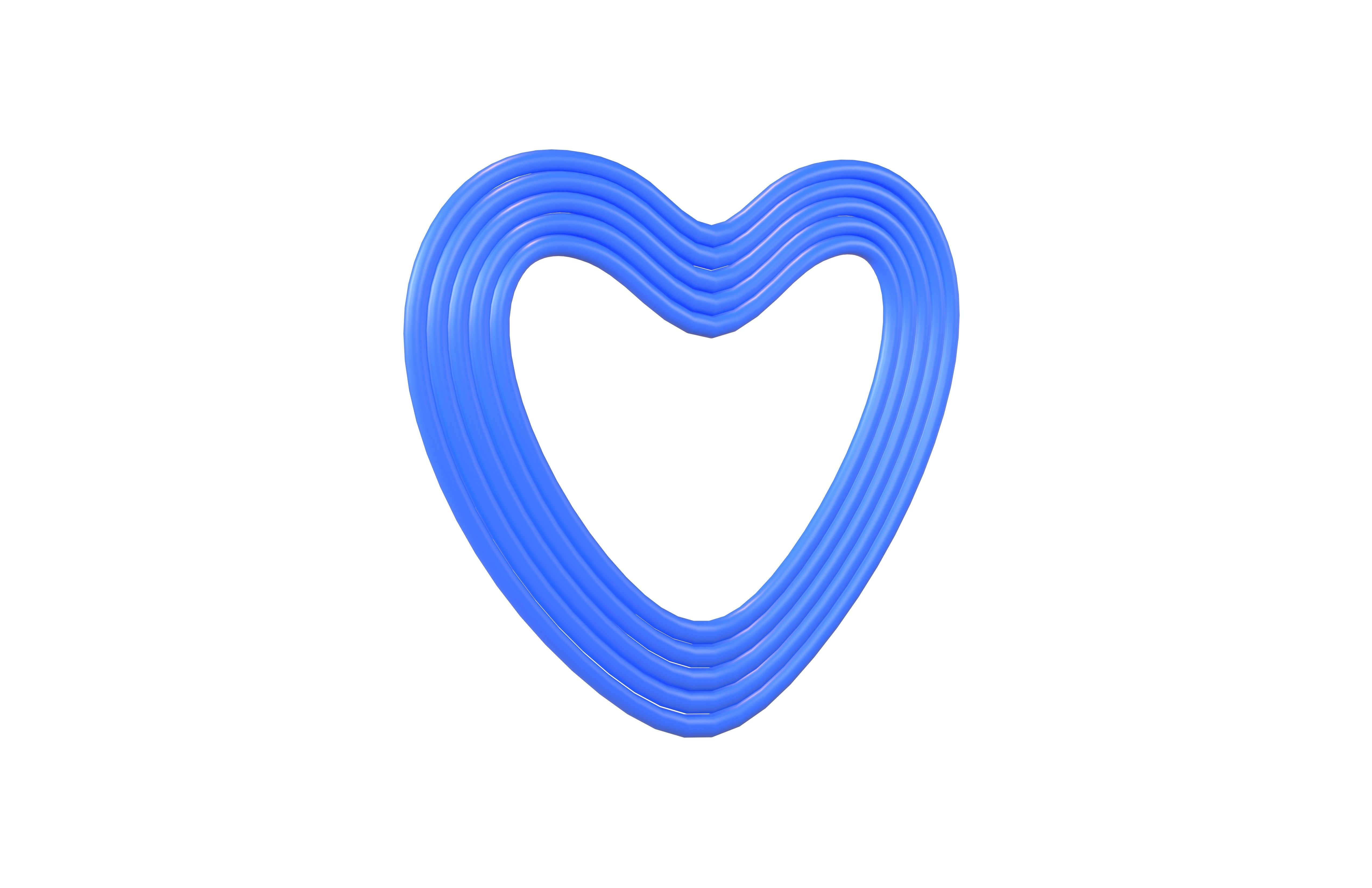 Line Heart Icon v1 005 Low-poly 3D model_1