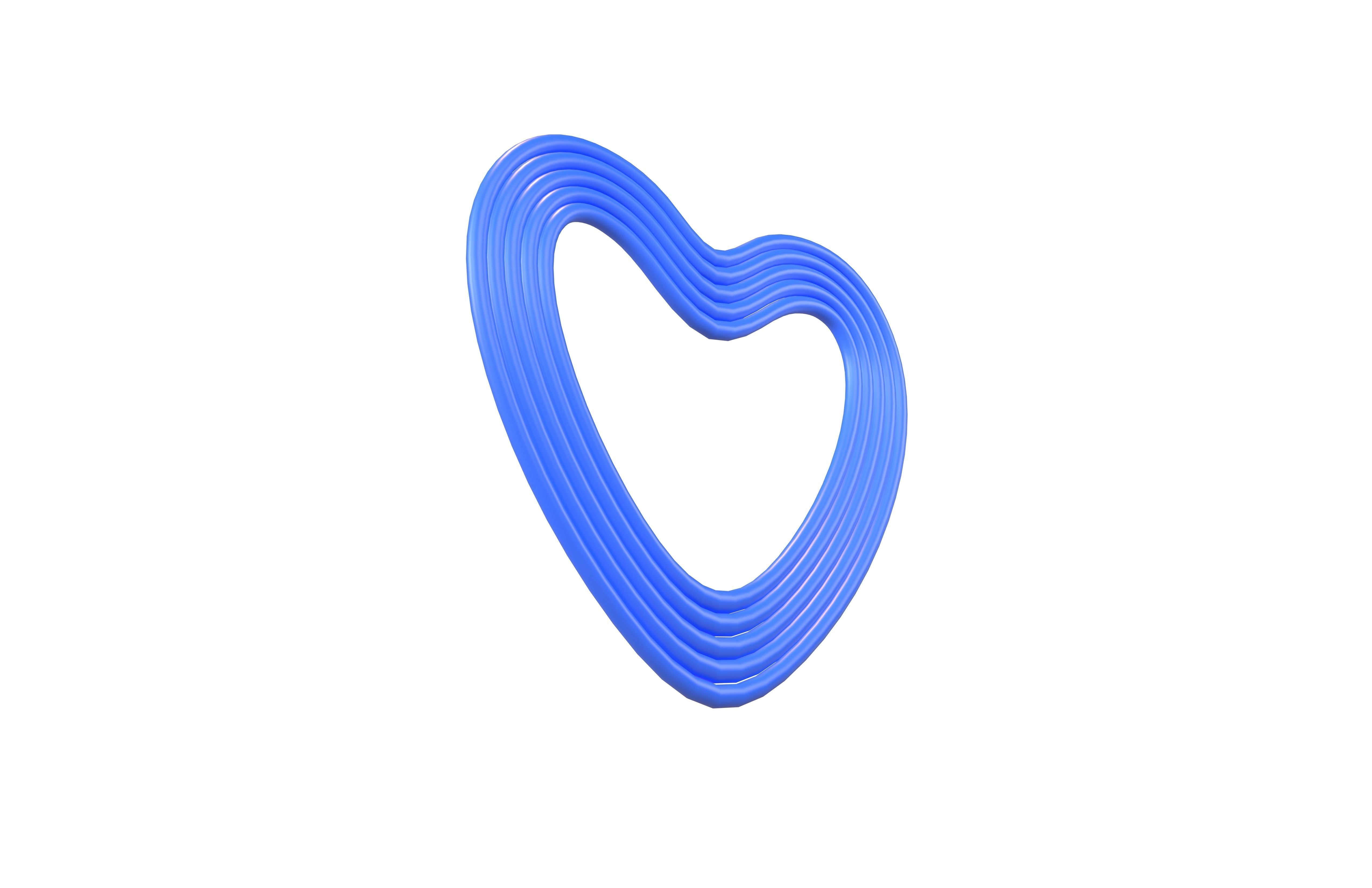 Line Heart Icon v1 005 Low-poly 3D model_3