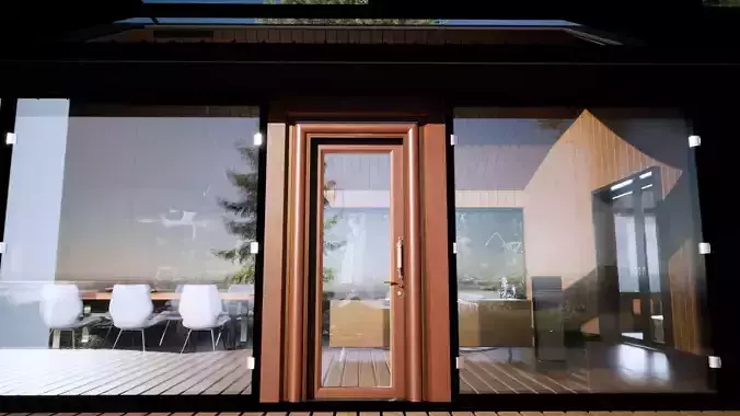 Wooden Door with Half Glass Frame