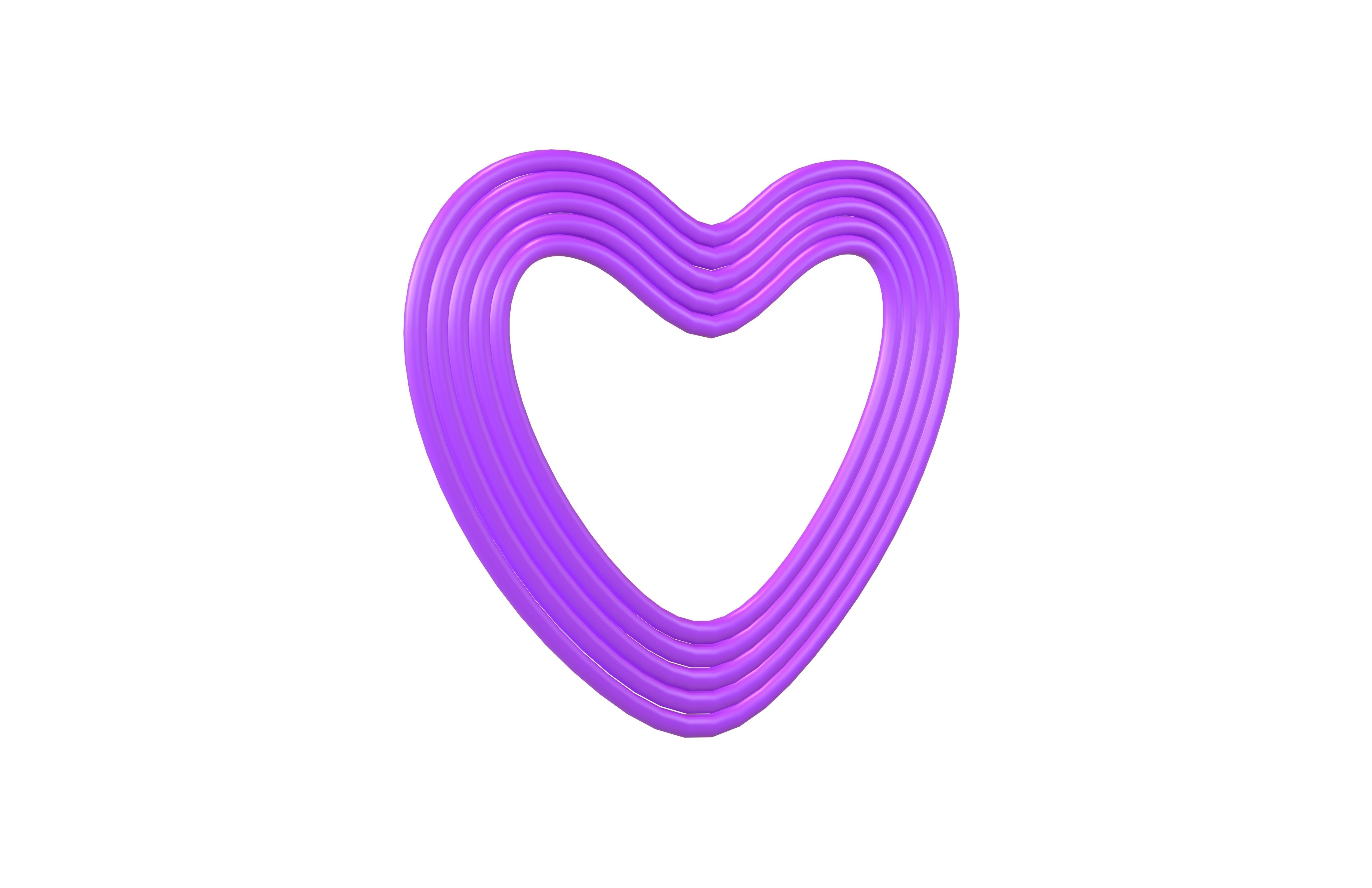 Line Heart Icon v1 009 Low-poly 3D model_1