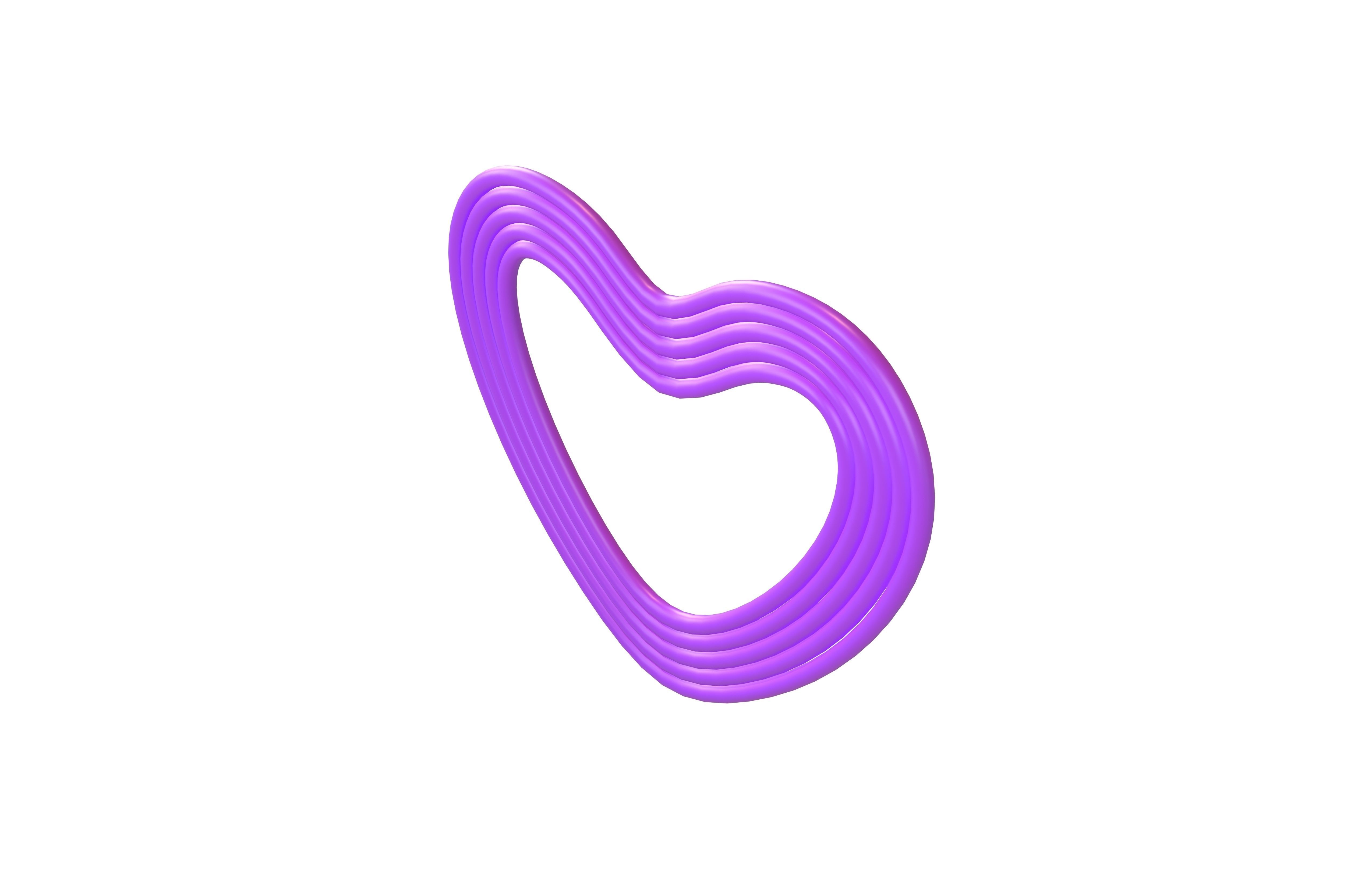 Line Heart Icon v1 009 Low-poly 3D model_2