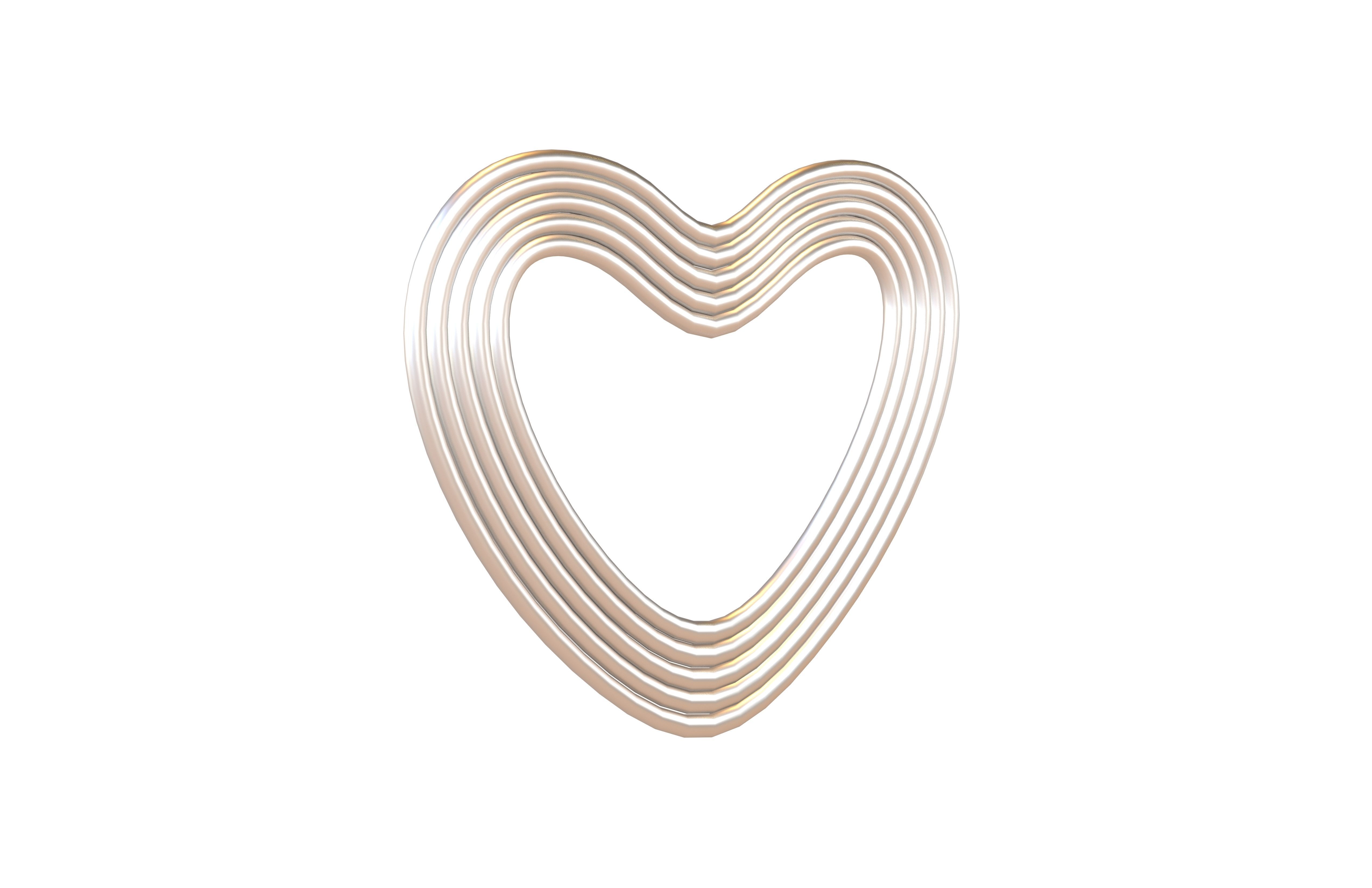 Line Heart Icon v1 012 Low-poly 3D model_3