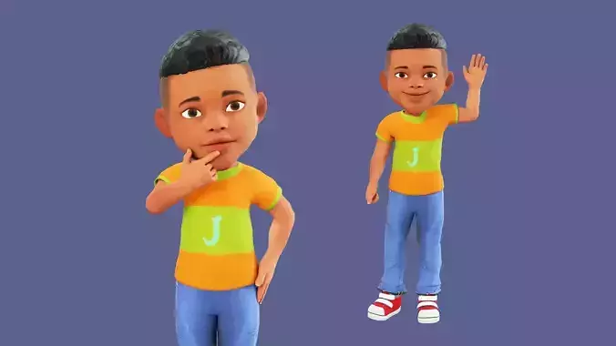 Cartoon Boy Rigged Free low-poly 3D model