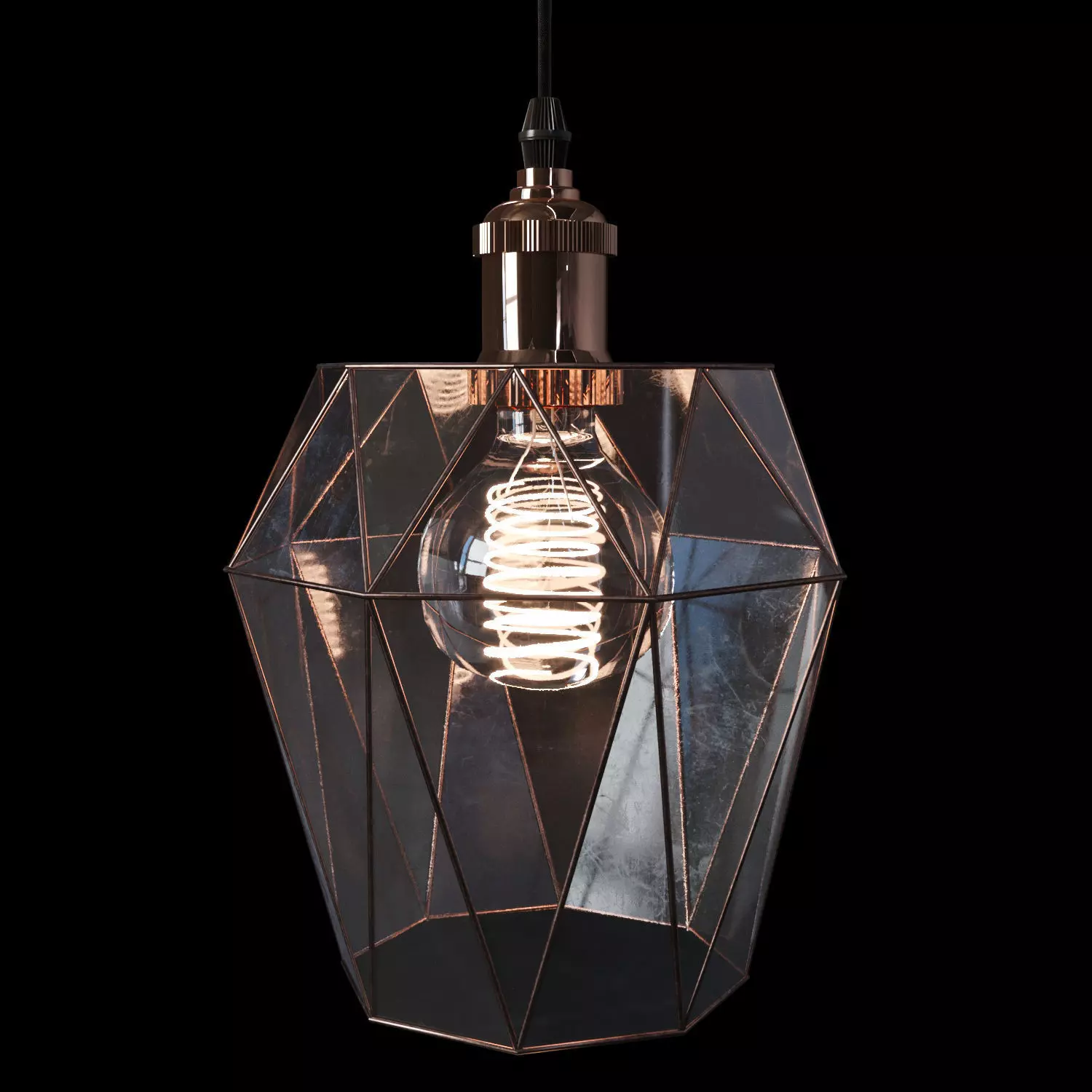 Pendant geometric glass light Strawberry Free 3D model
