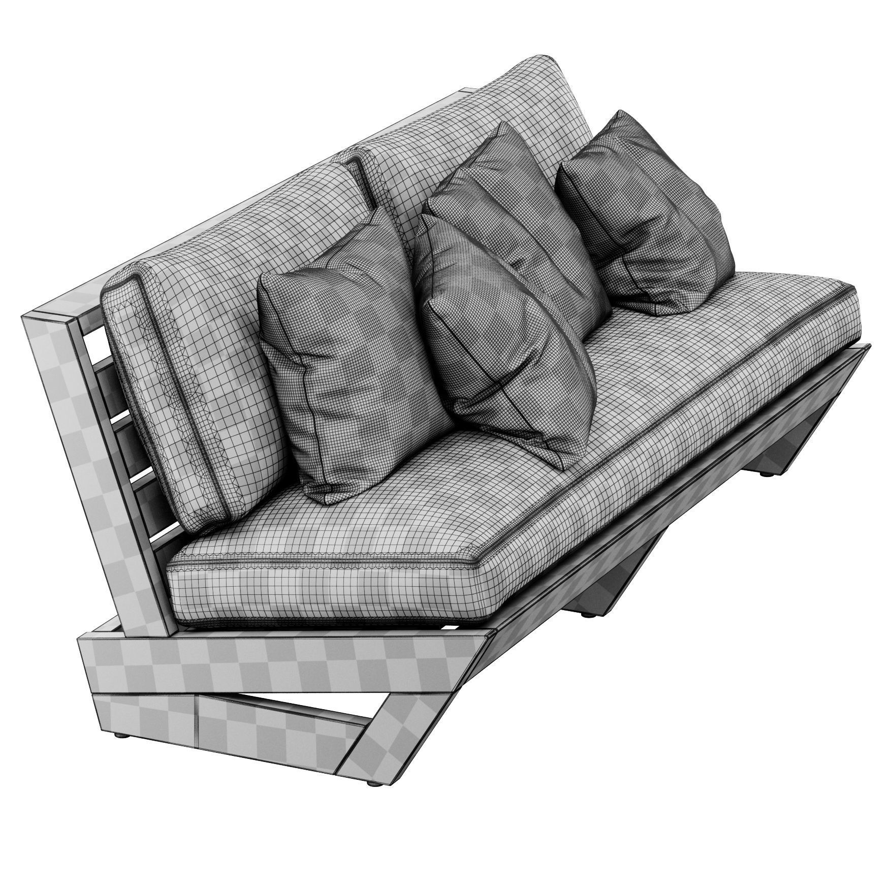 Sunset Teak Loveseat by CB2 3D model_2