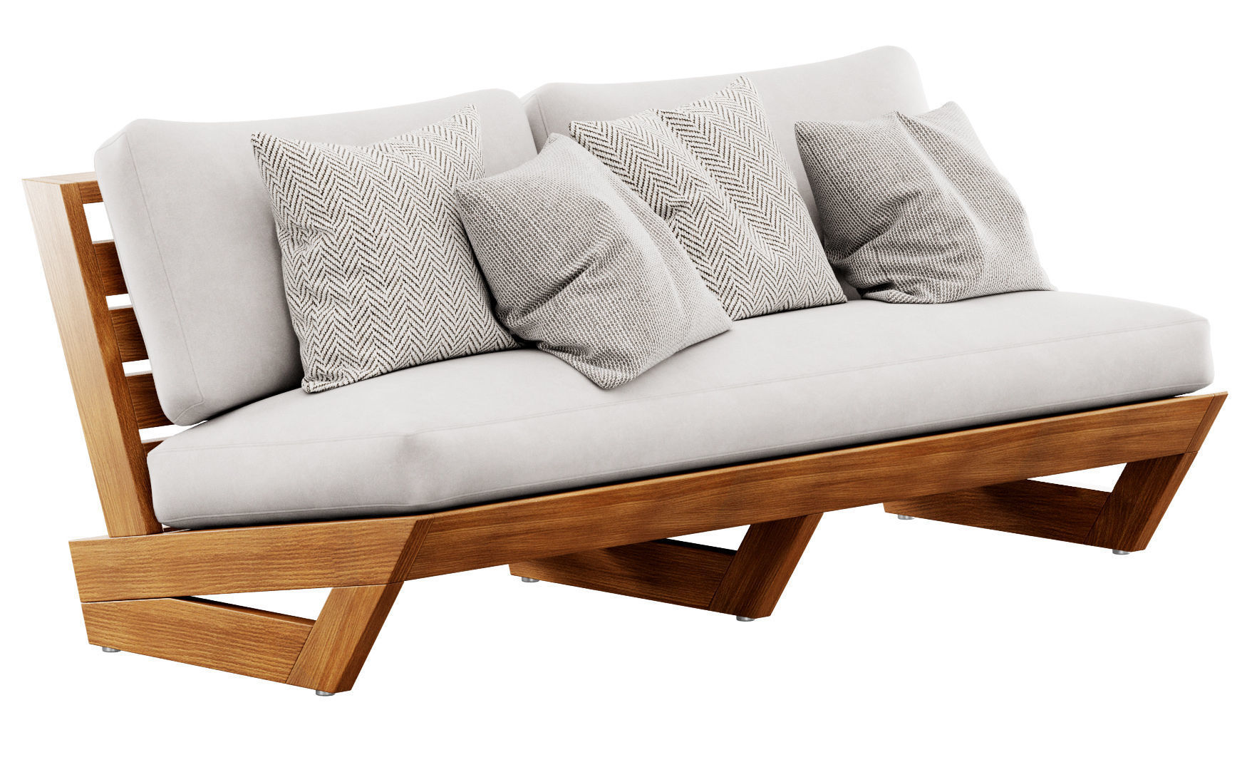 Sunset Teak Loveseat by CB2 3D model_3