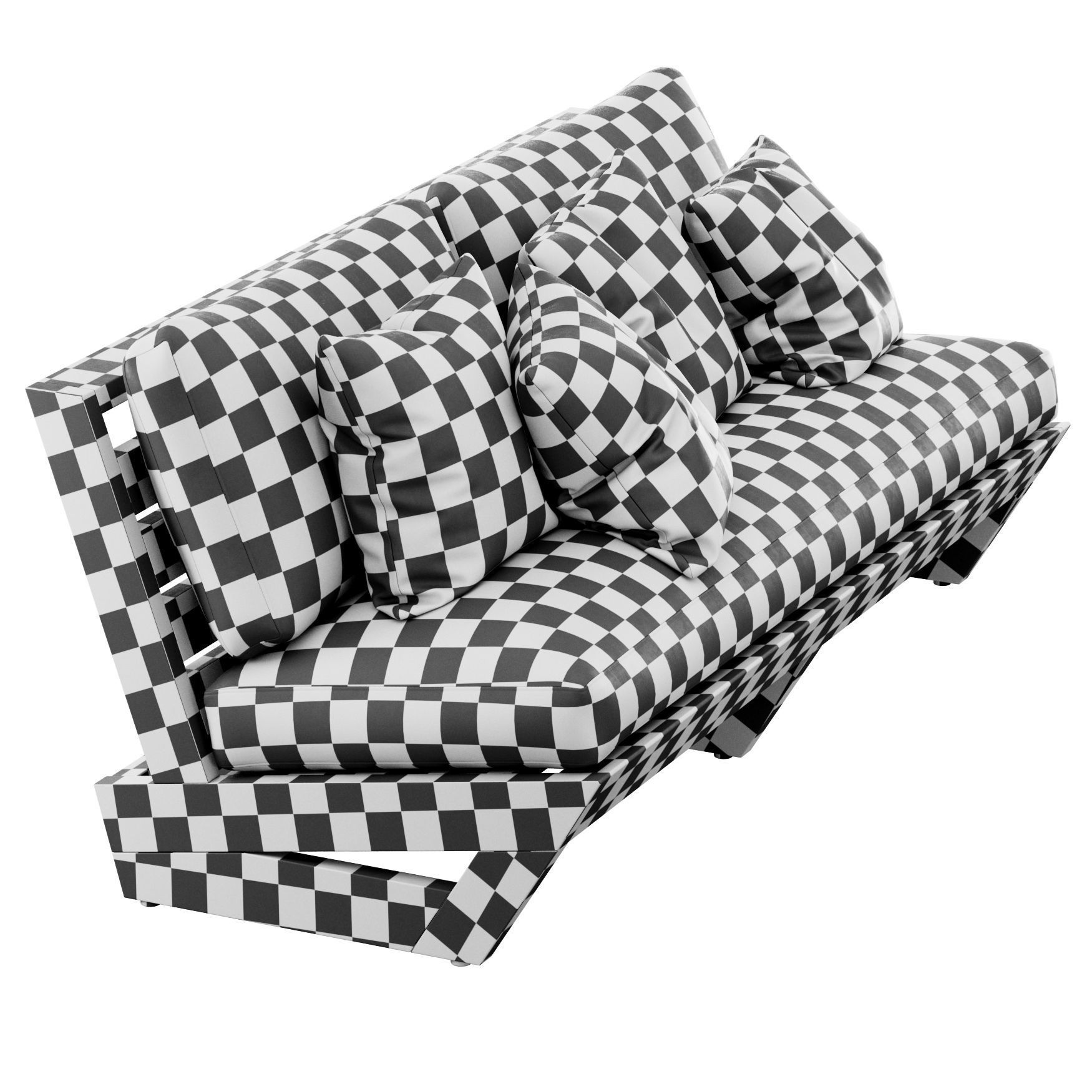 Sunset Teak Loveseat by CB2 3D model_11