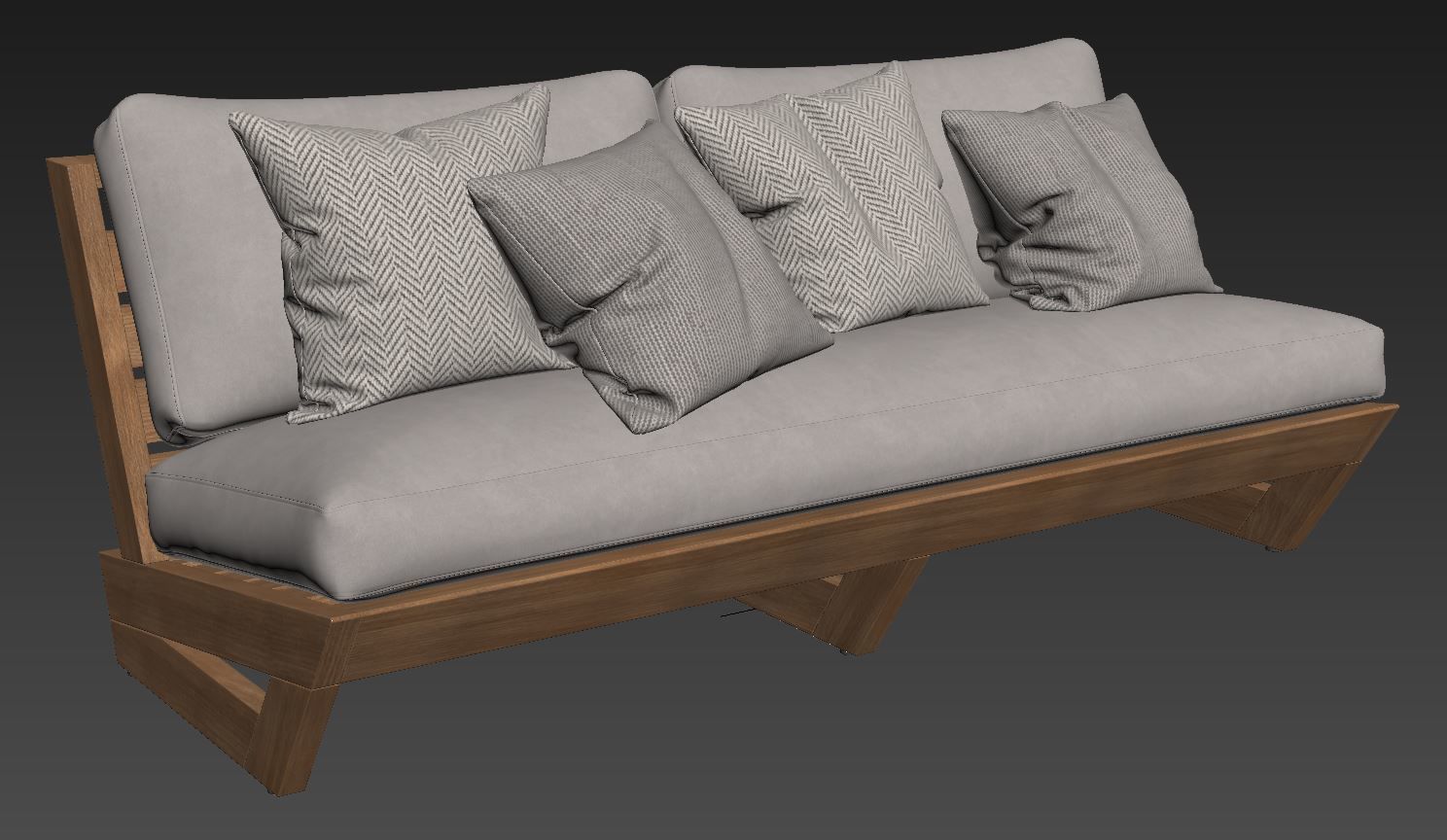 Sunset Teak Loveseat by CB2 3D model_5