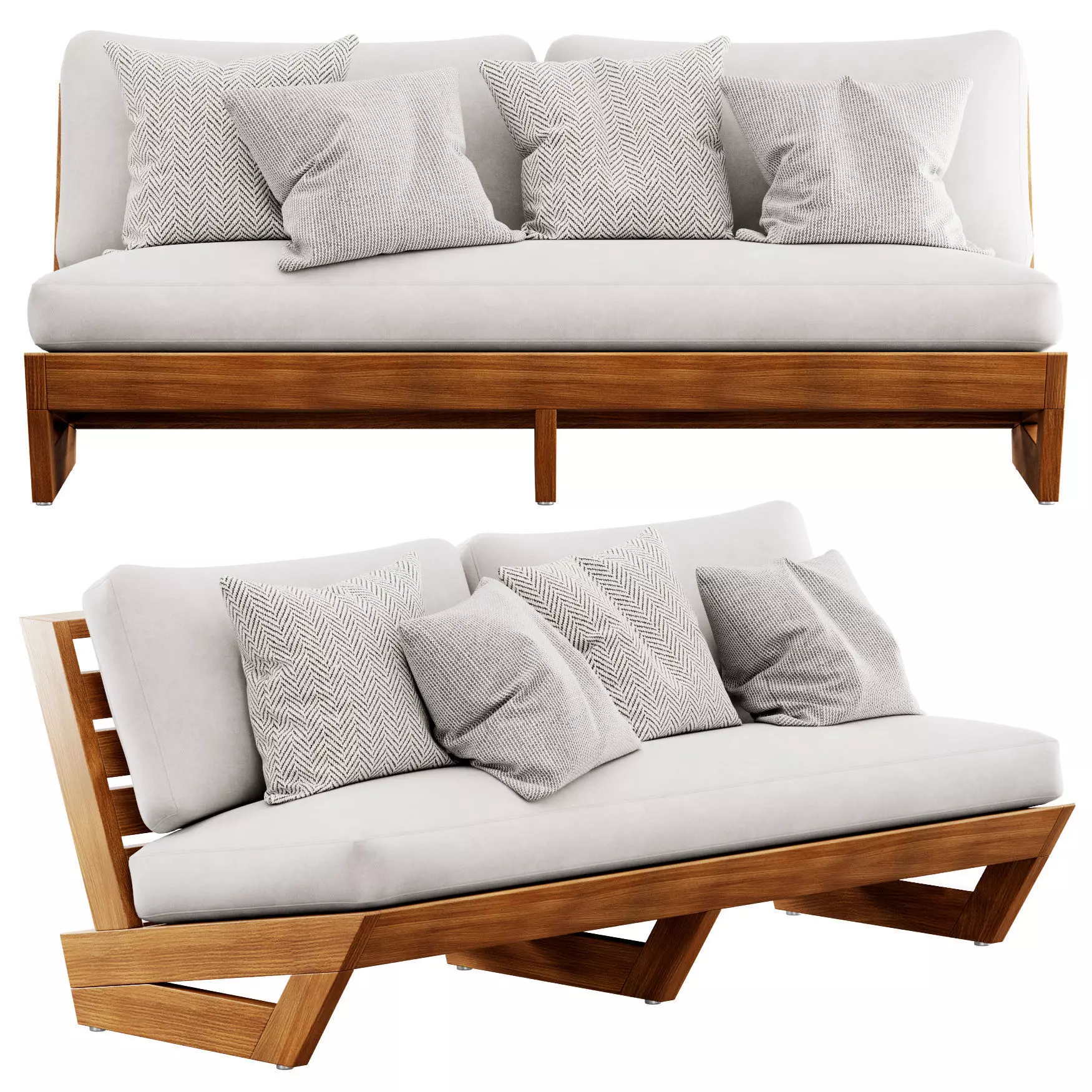 Sunset Teak Loveseat by CB2 3D model_0