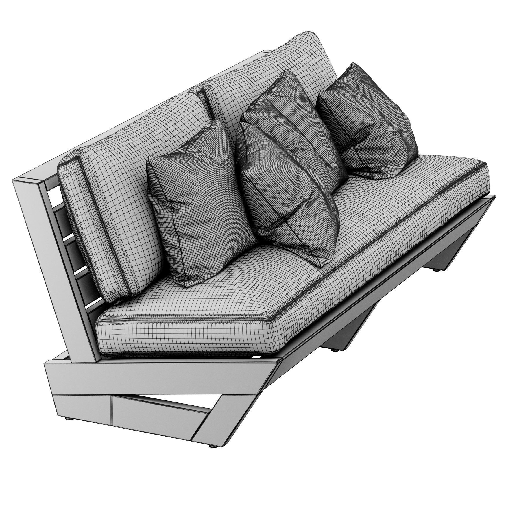 Sunset Teak Loveseat by CB2 3D model_10