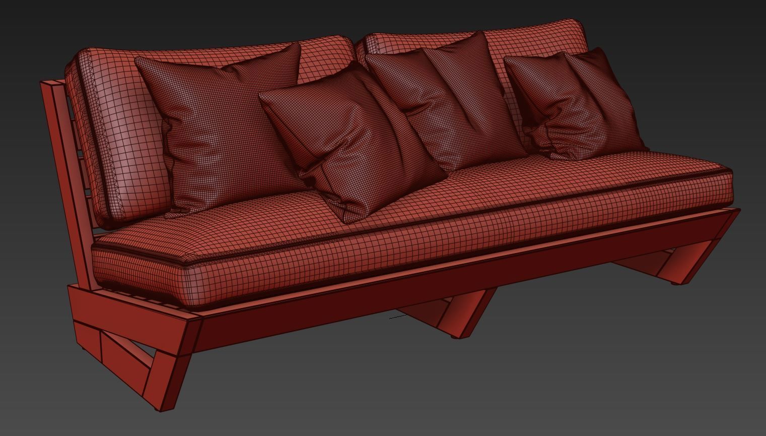 Sunset Teak Loveseat by CB2 3D model_7