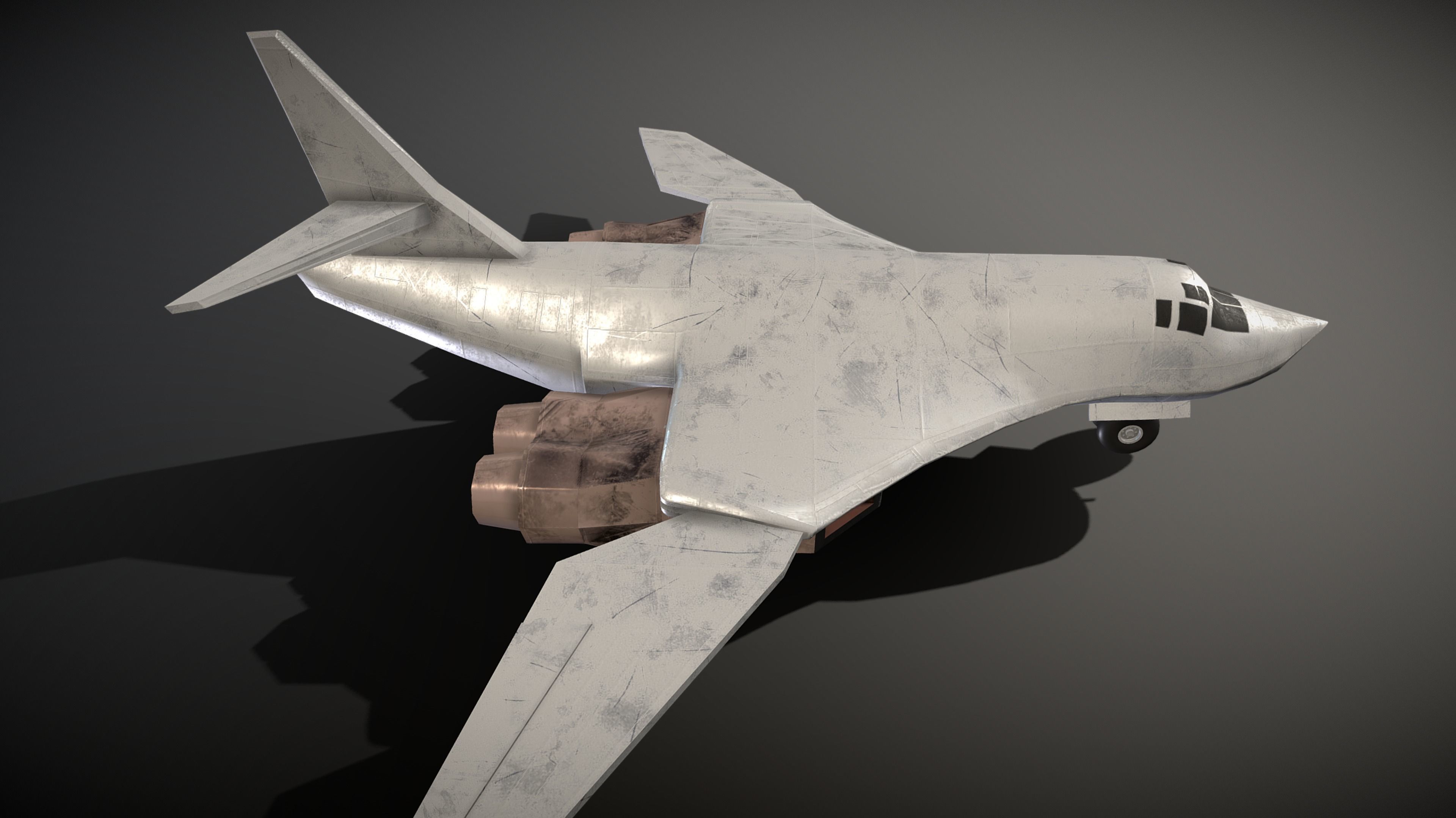 Cartoon Tupolev Tu-160 Low-poly 3D model_7