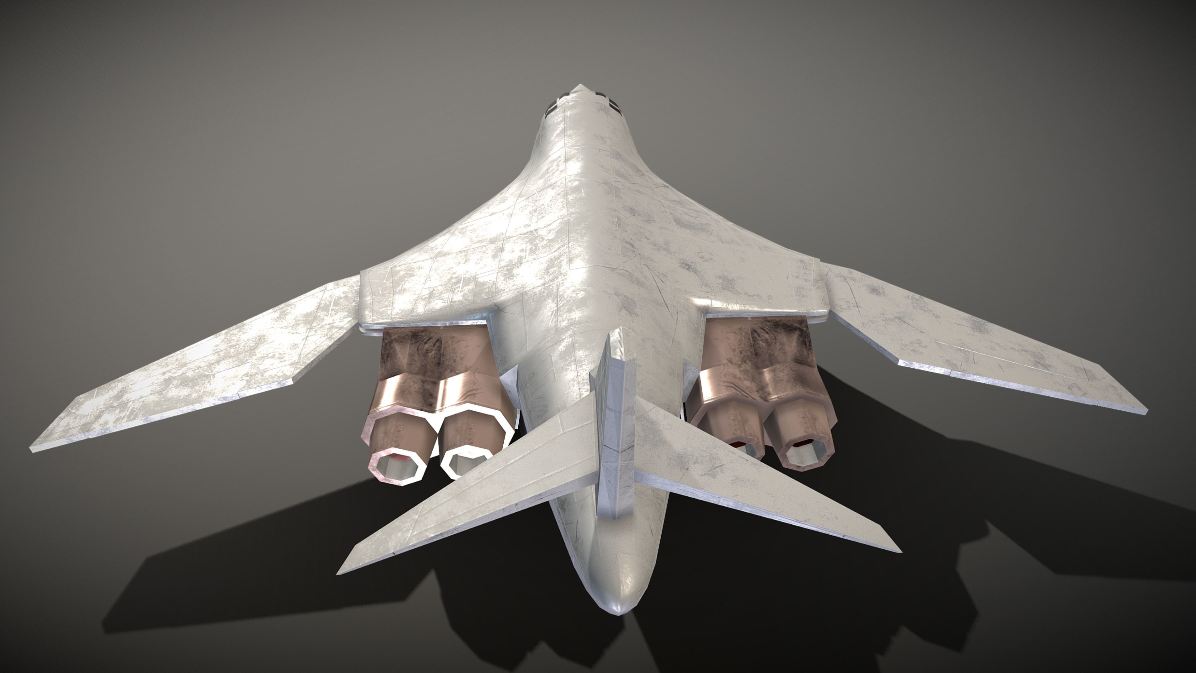 Cartoon Tupolev Tu-160 Low-poly 3D model_3