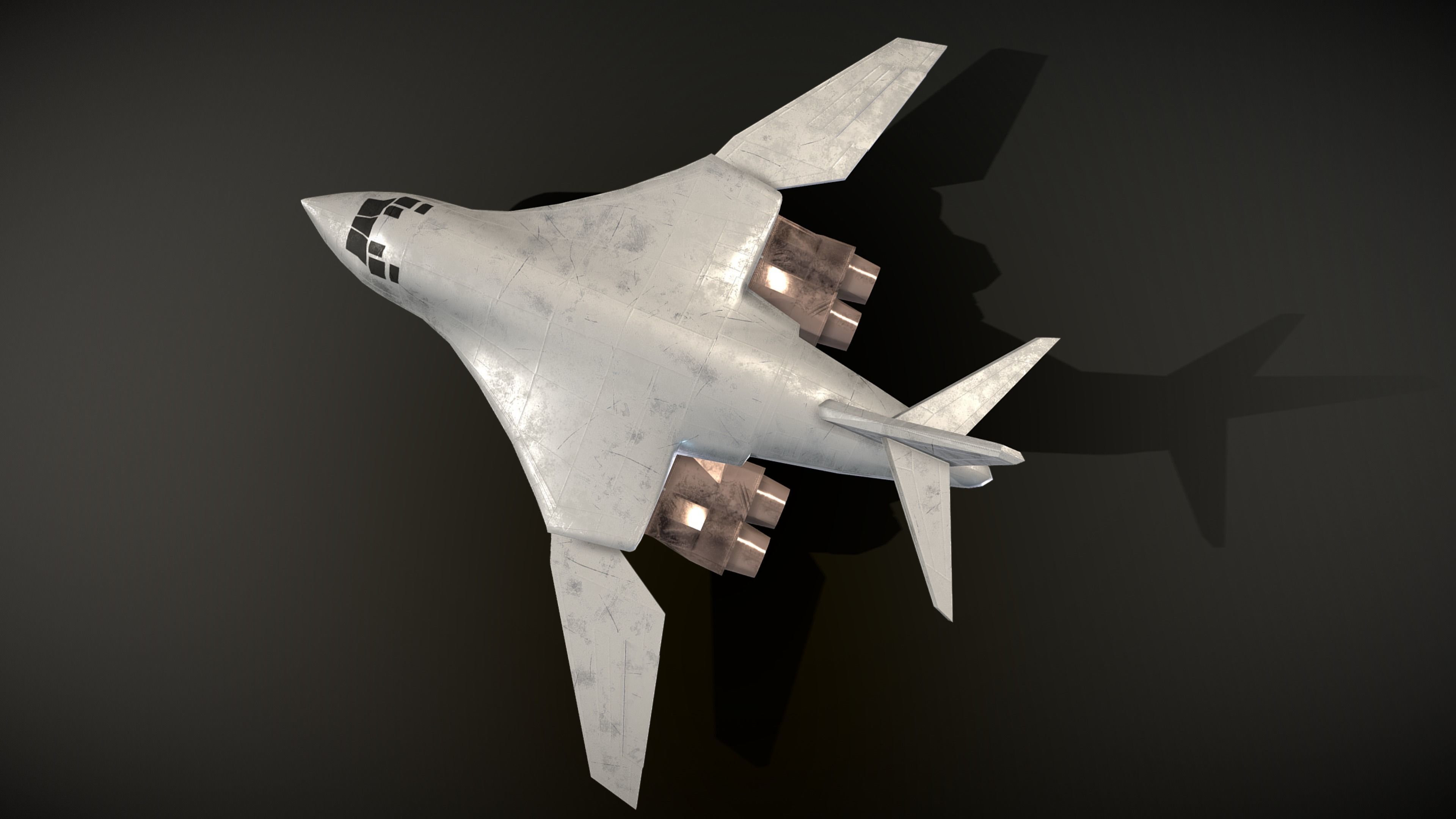 Cartoon Tupolev Tu-160 Low-poly 3D model_4