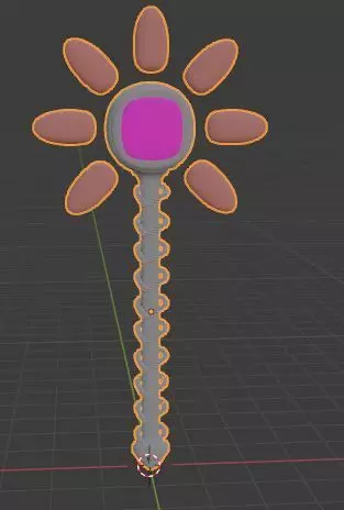 Staff  of Flower Low-poly 3D model_0