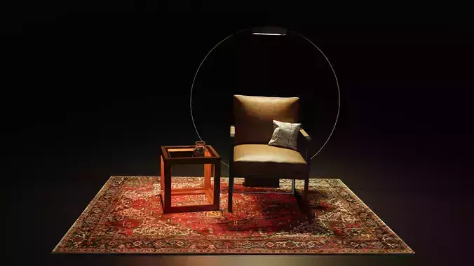 CubeChair chair with lamp and rug 3D model