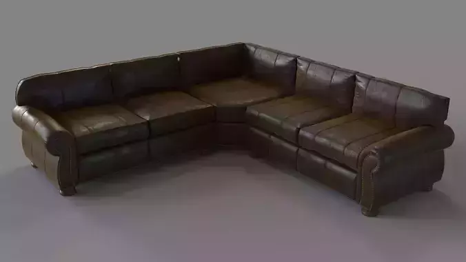 Thomasville Benjamin Chocolate Brown Leather Sectional Sofa 3D model