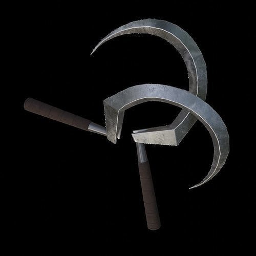 Sickle-doo metal scythe Low-poly 3D model