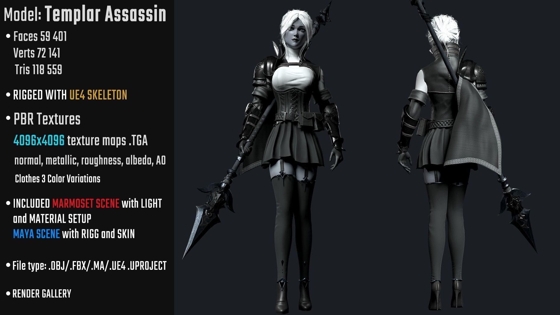 Templar Assassin - Game Ready Low-poly 3D model_2